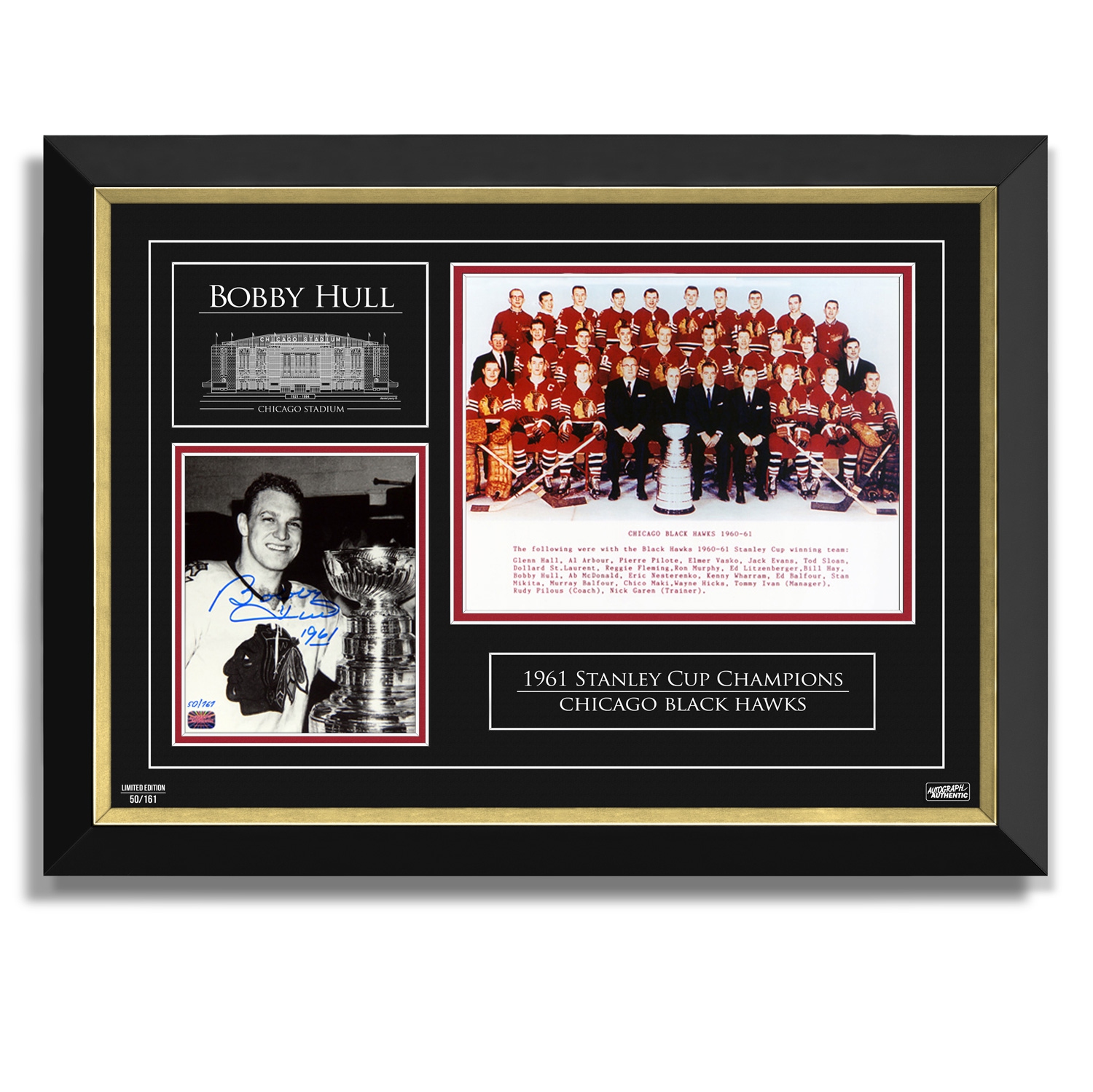 Autographed Bobby Hull '61 Stanley Cup - Ltd 161