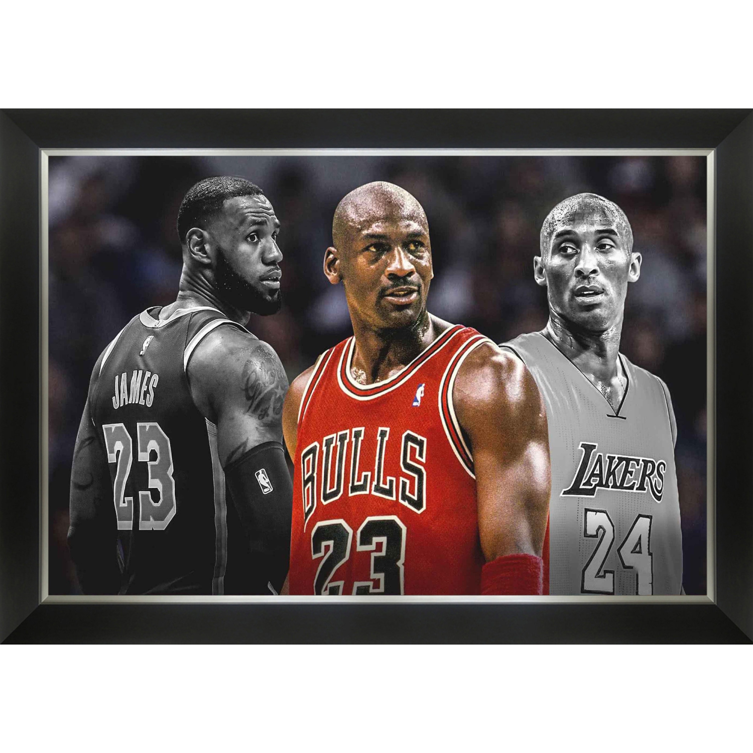 Michael Jordan, Kobe Bryant & LeBron James Framed Canvas