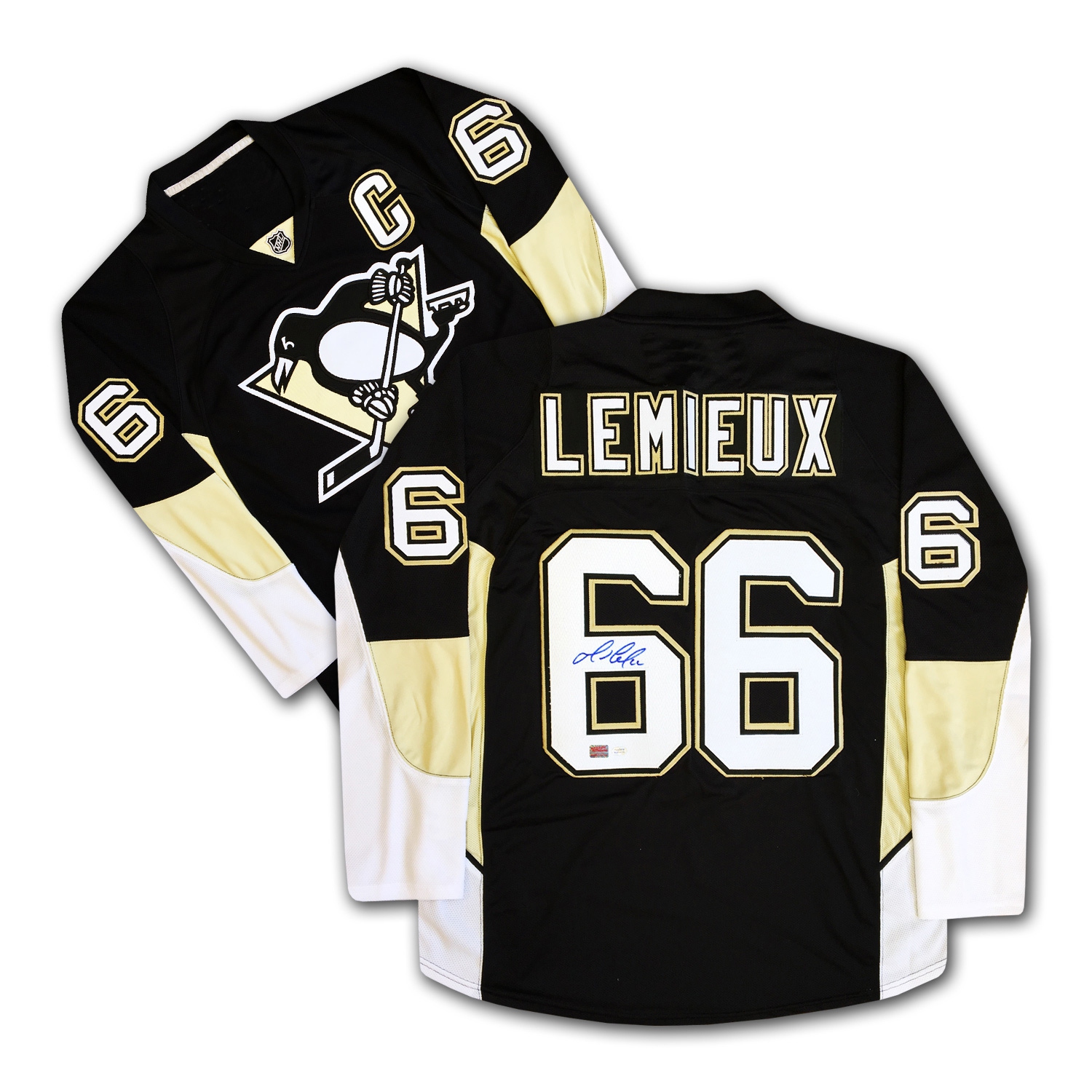 Mario Lemieux Autographed Pittsburgh Penguins Black Jersey