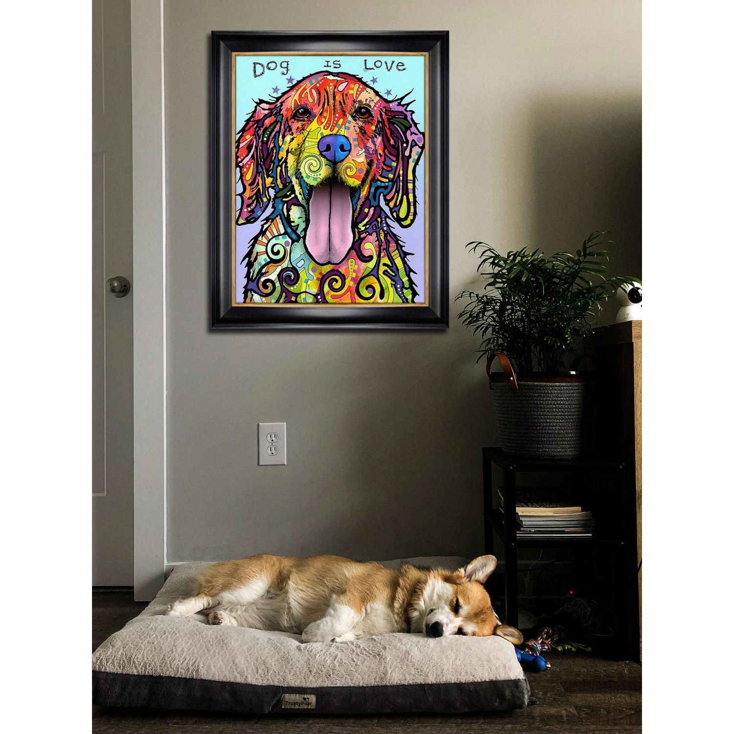 "Love and a Dog" Framed Dog Art Print by Dean Russo