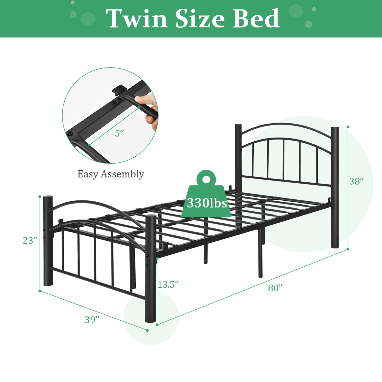 Costway Twin\Full\Queen Size Metal Bed Frame Platform Mattress Foundation W/Headboard Footboard
