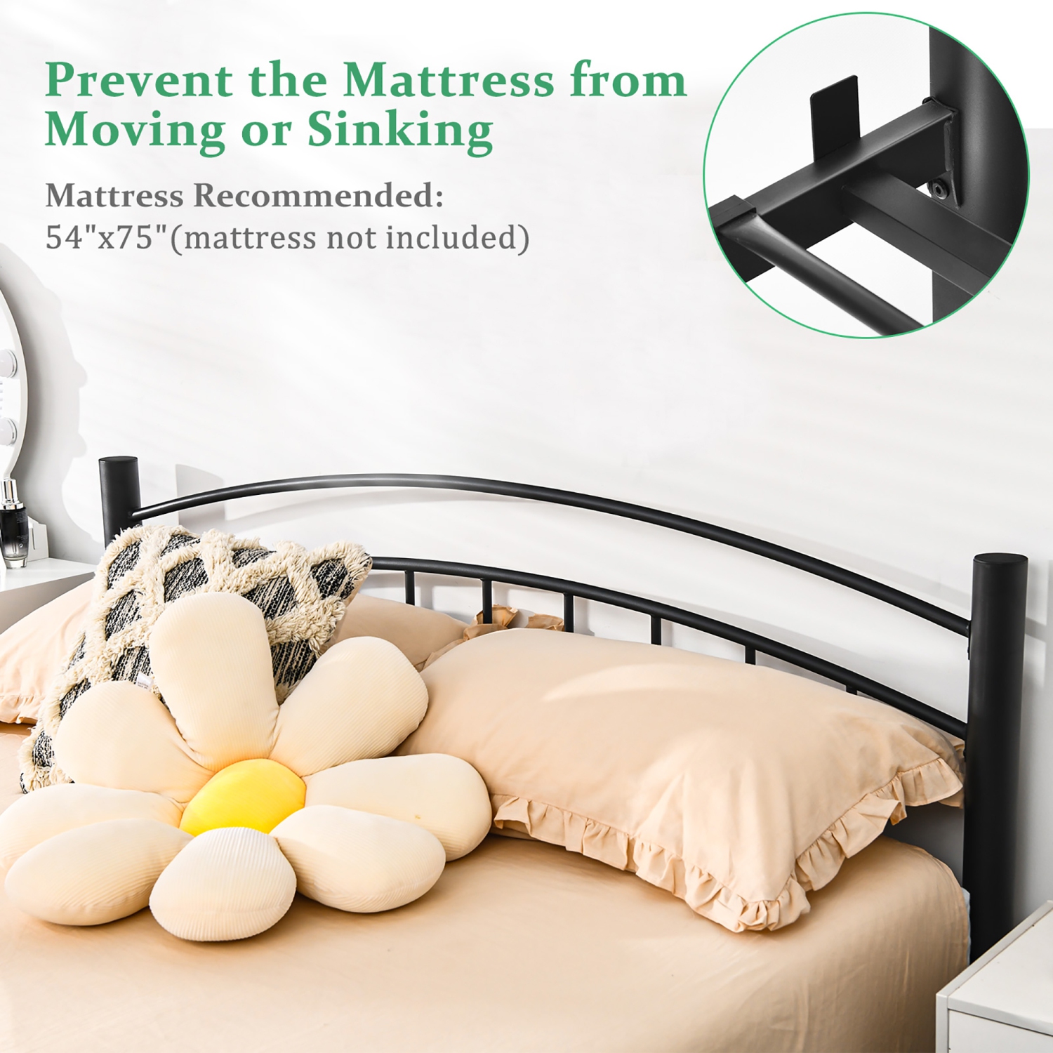 Costway Twin\Full\Queen Size Metal Bed Frame Platform Mattress Foundation W/Headboard Footboard