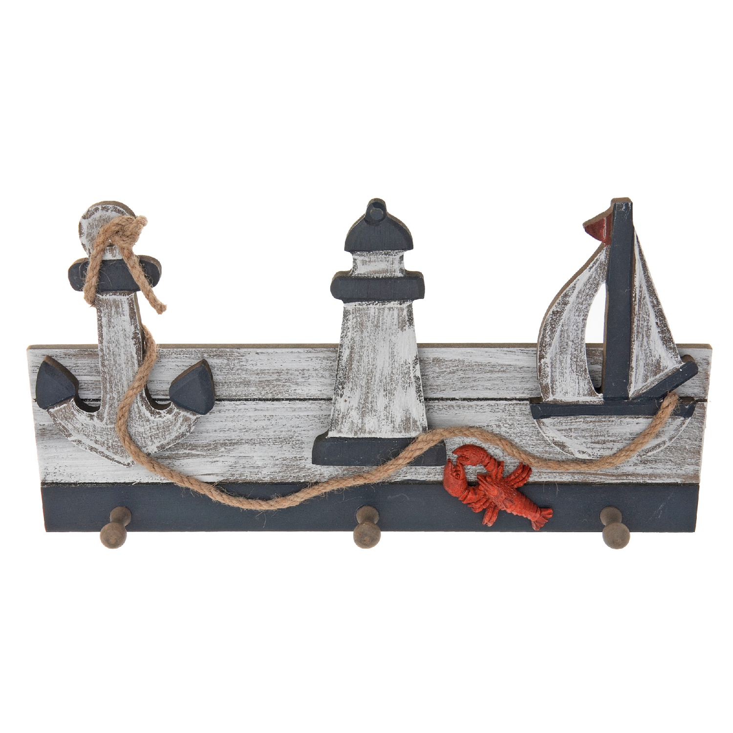 Nautica Wall Decor With 3 Hooks And Lobster