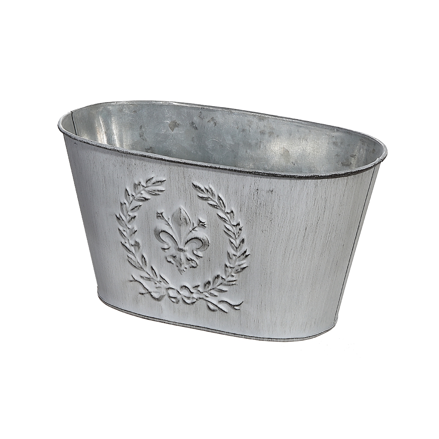 Embossed White Metal Planter