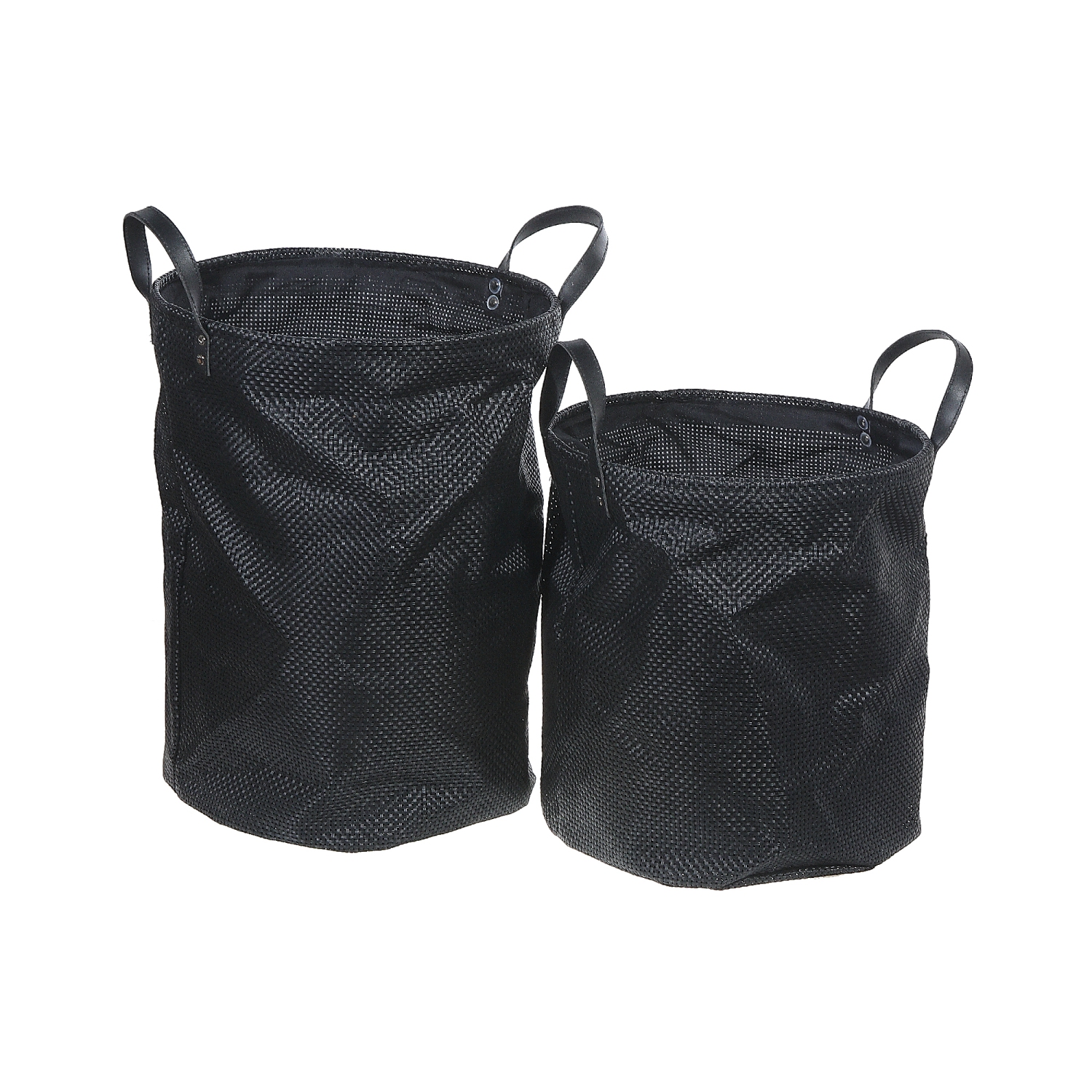 2Pc Textilene Round Storage Basket With Handles
