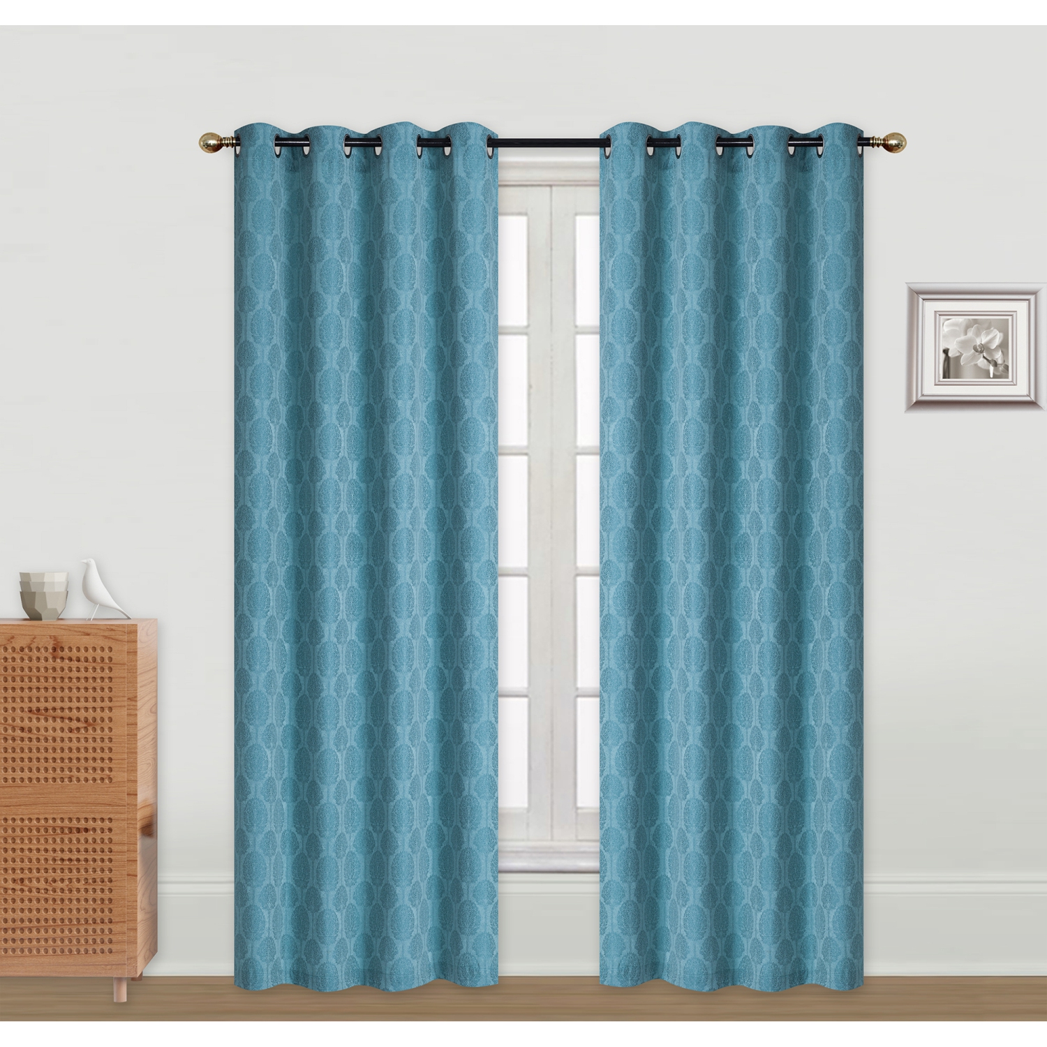 Jacquard Panel W 8 Grom (Blue) (96") - Set of 2