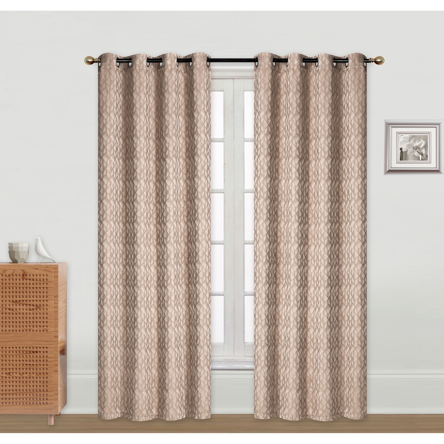 Jacquard Panel W 8 Grom (Taupe) (84") - Set of 2