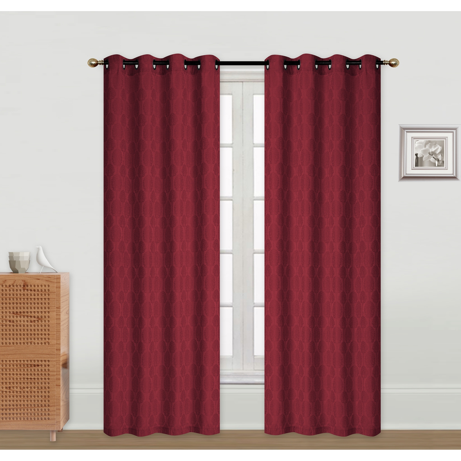 Jacquard Panel W 8 Grom (Burgundy) (96") - Set of 2