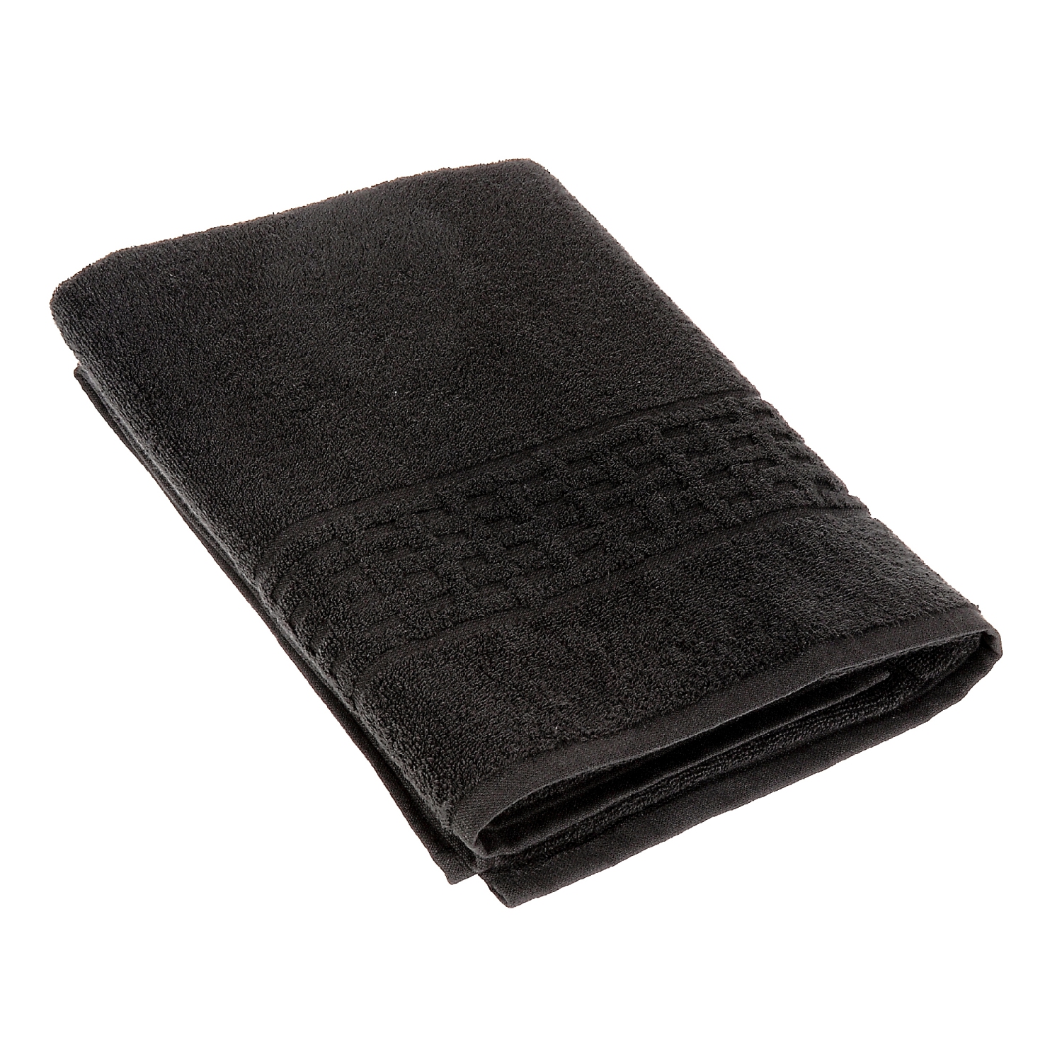 Serviette De Bain De Basketweave (Noir) - Ensemble De 2