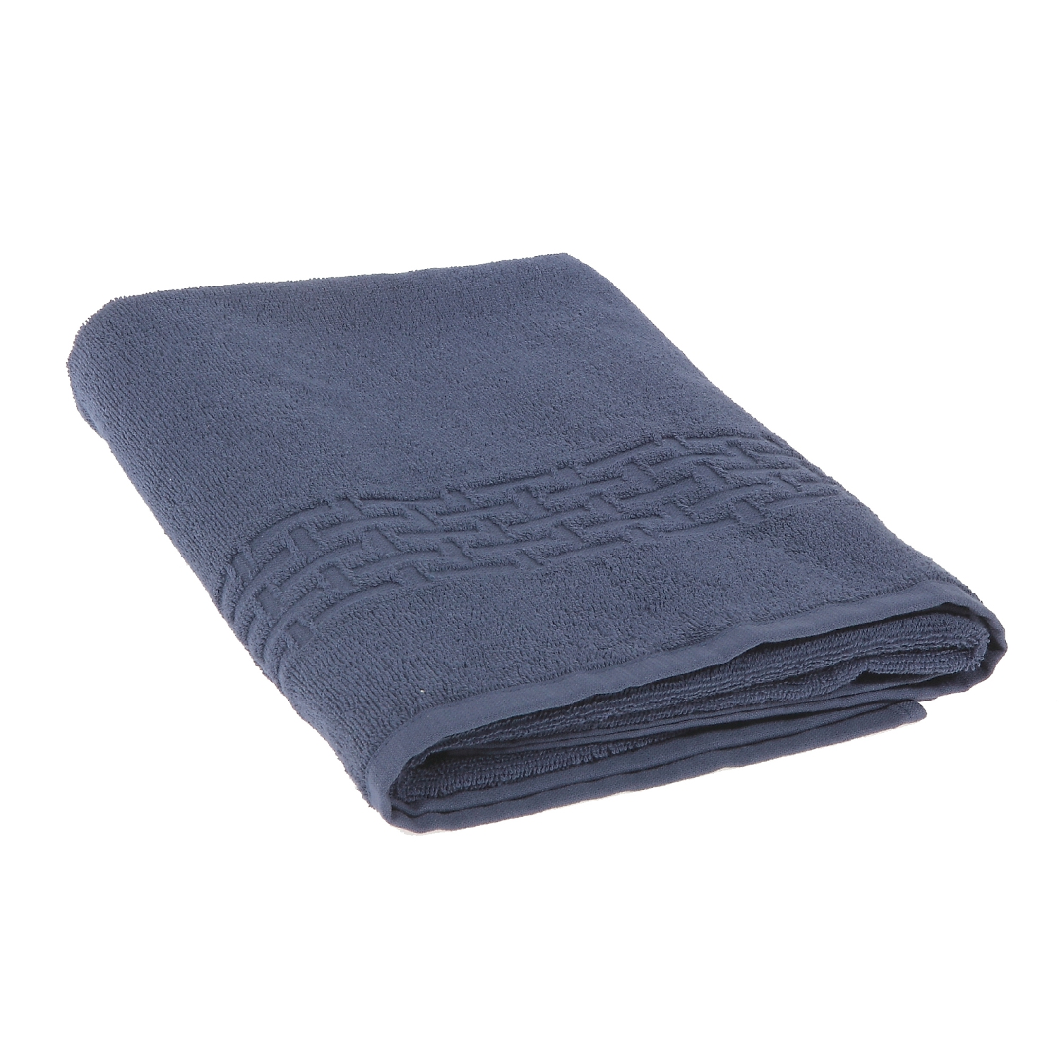 Serviette De Bain De Basketweave (Bleu Marine) - Ensemble De 2