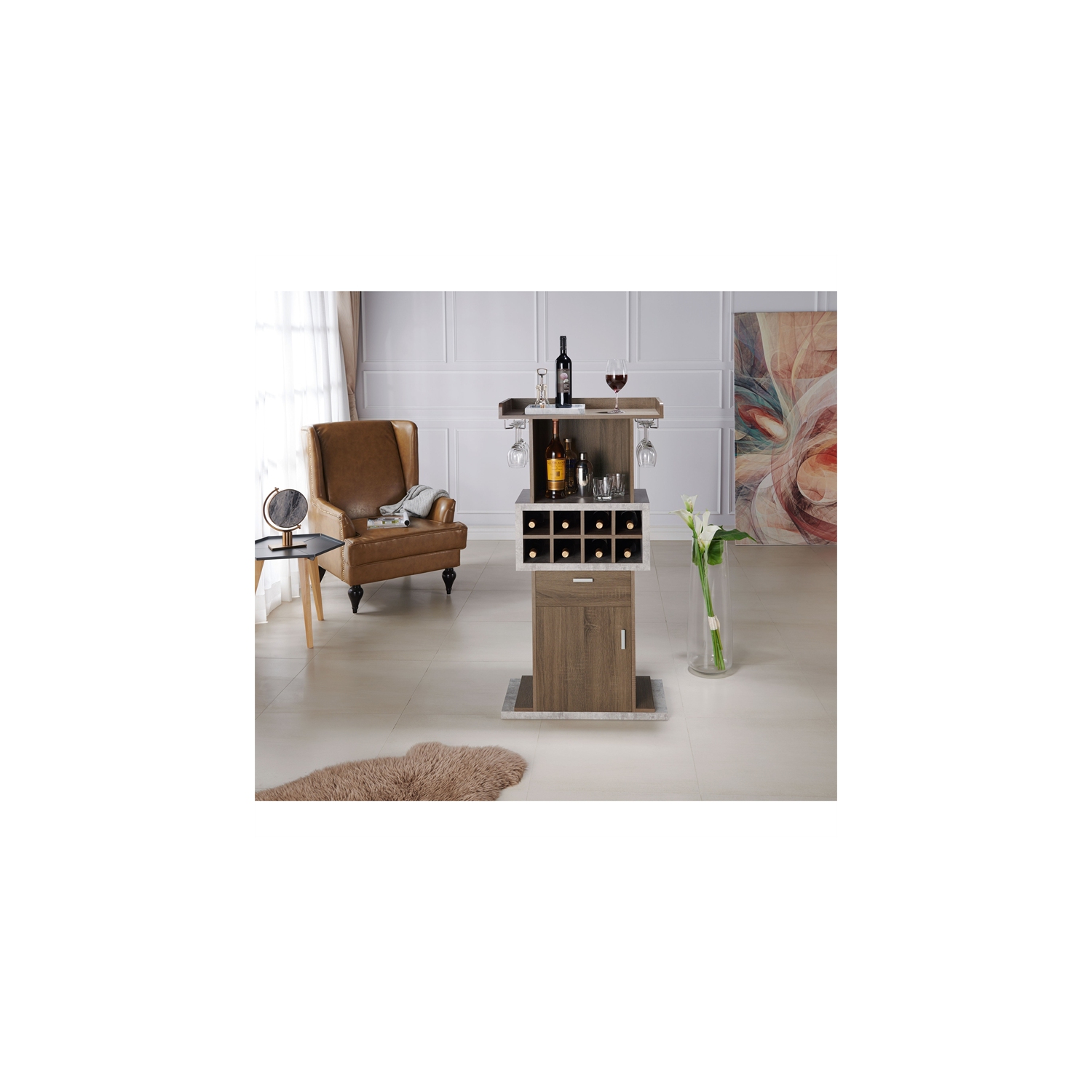 Furniture of America Orville Modern Wood Multi-Storage Buffet in Chestnut Brown