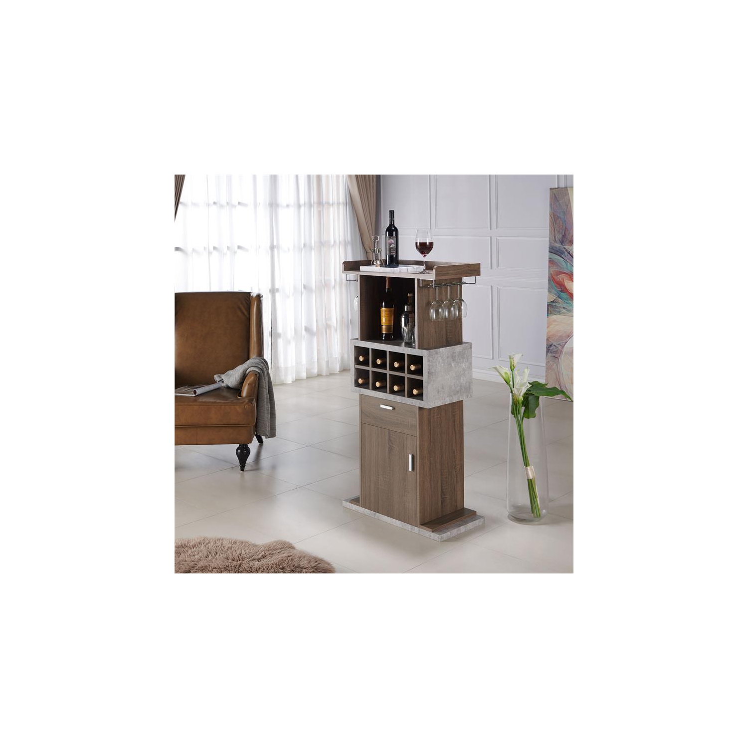 Furniture of America Orville Modern Wood Multi-Storage Buffet in Chestnut Brown