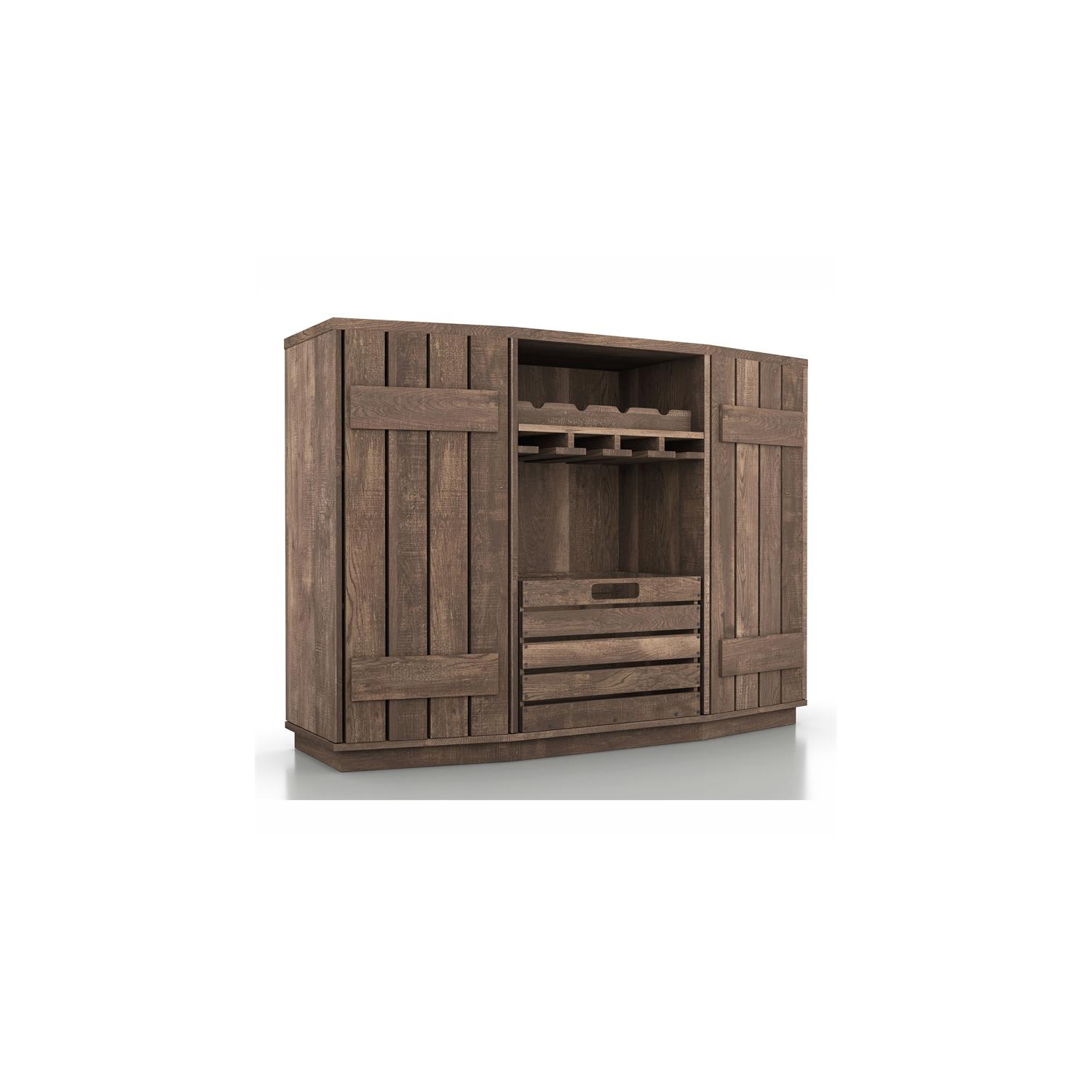 Furniture of America Layfield Wood Multi-Storage Buffet in Reclaimed Oak