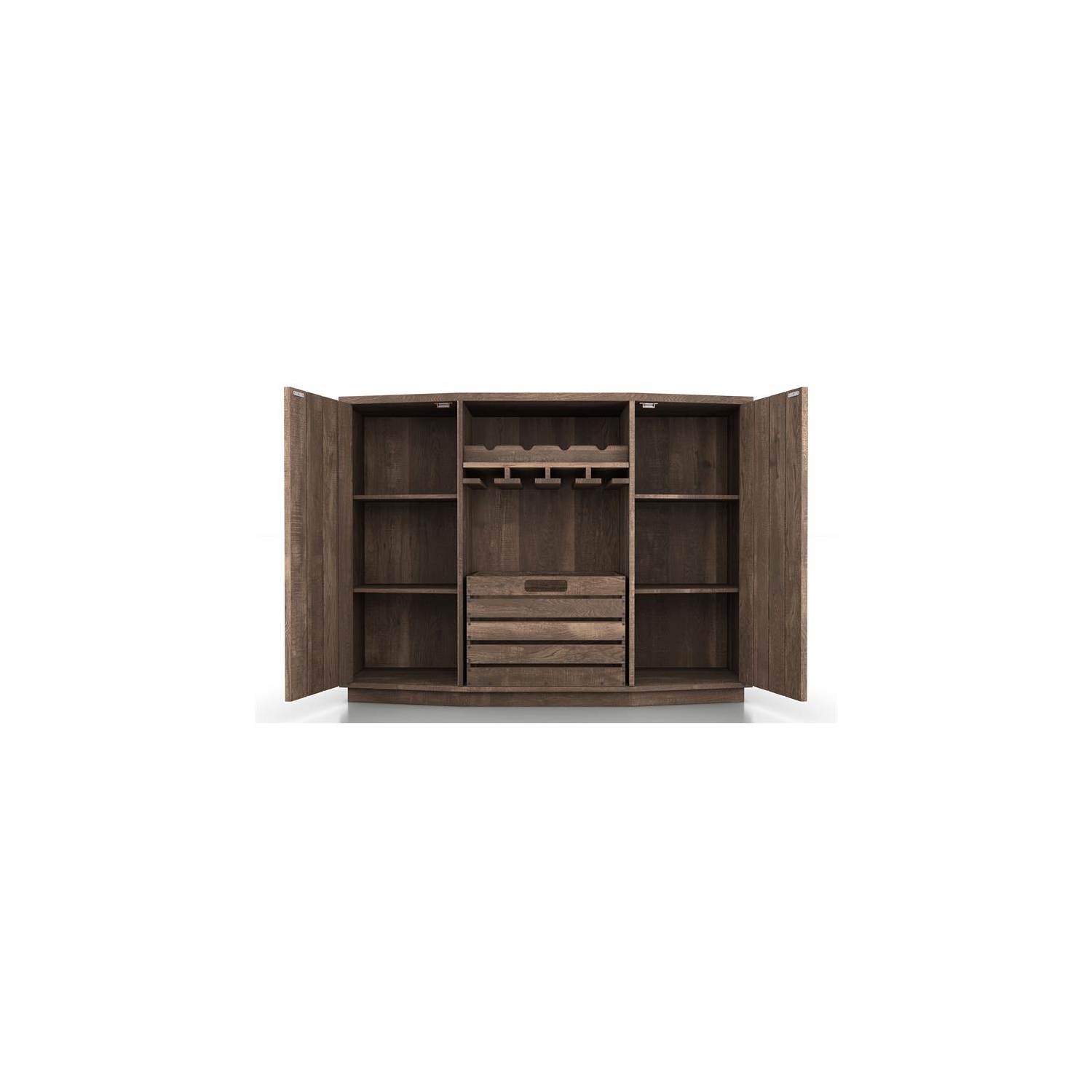 Furniture of America Layfield Wood Multi-Storage Buffet in Reclaimed Oak