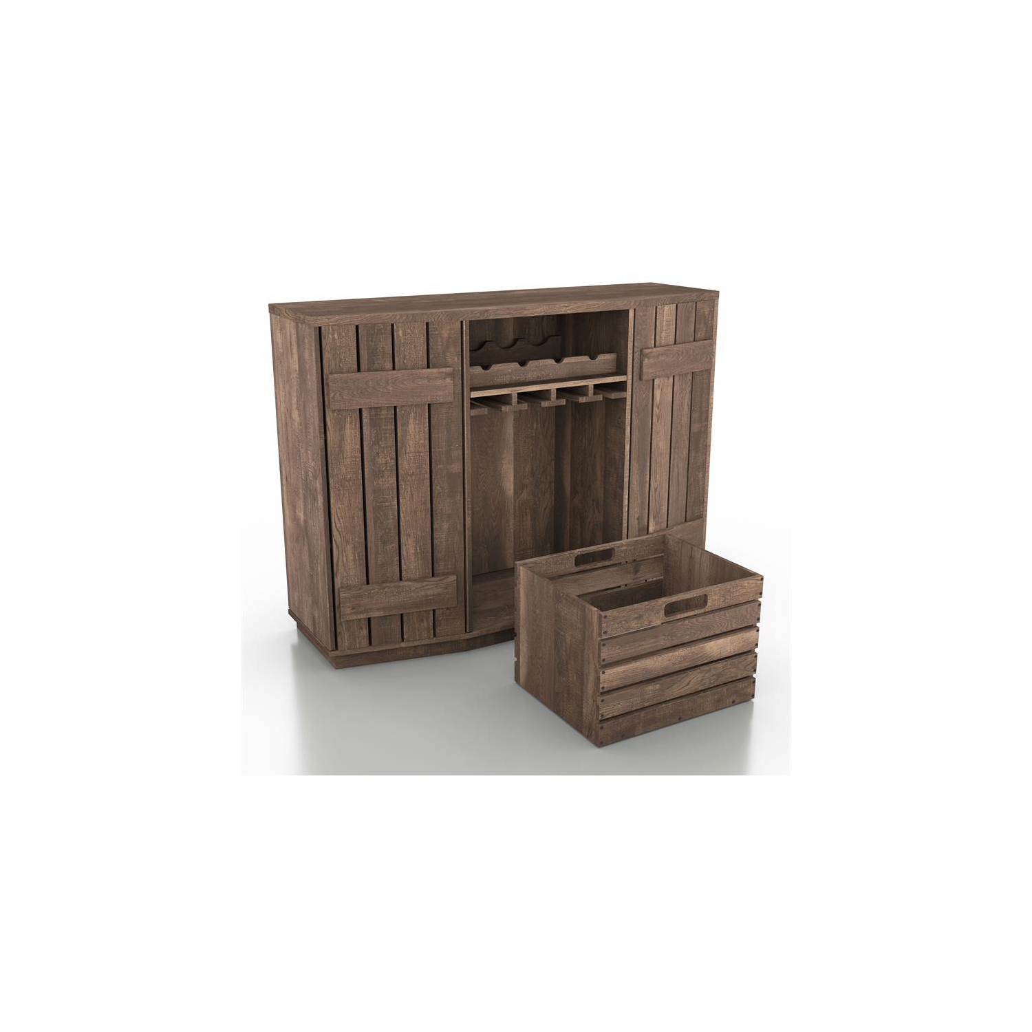 Furniture of America Layfield Wood Multi-Storage Buffet in Reclaimed Oak