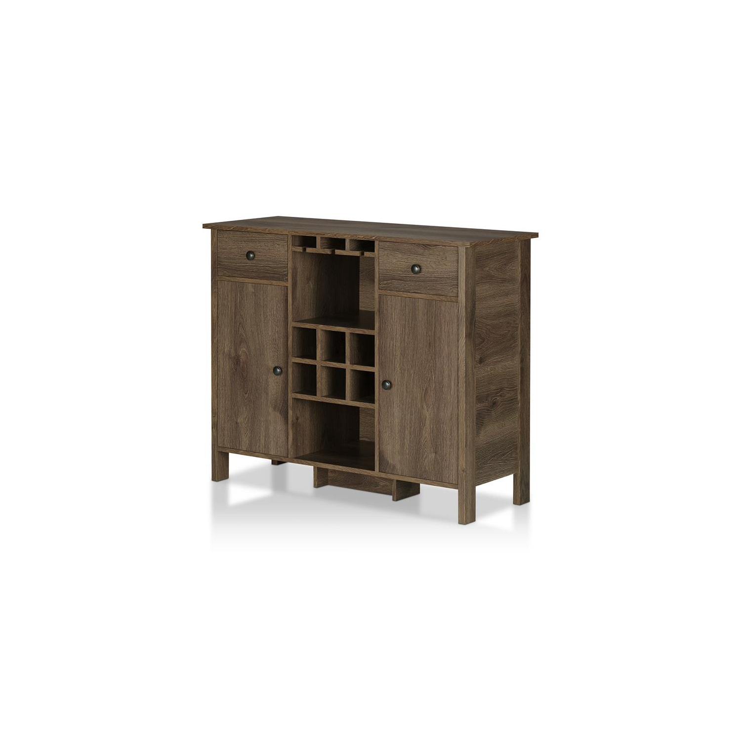 Furniture of America Bonsall Wood Multi-Storage Buffet in Distressed Walnut