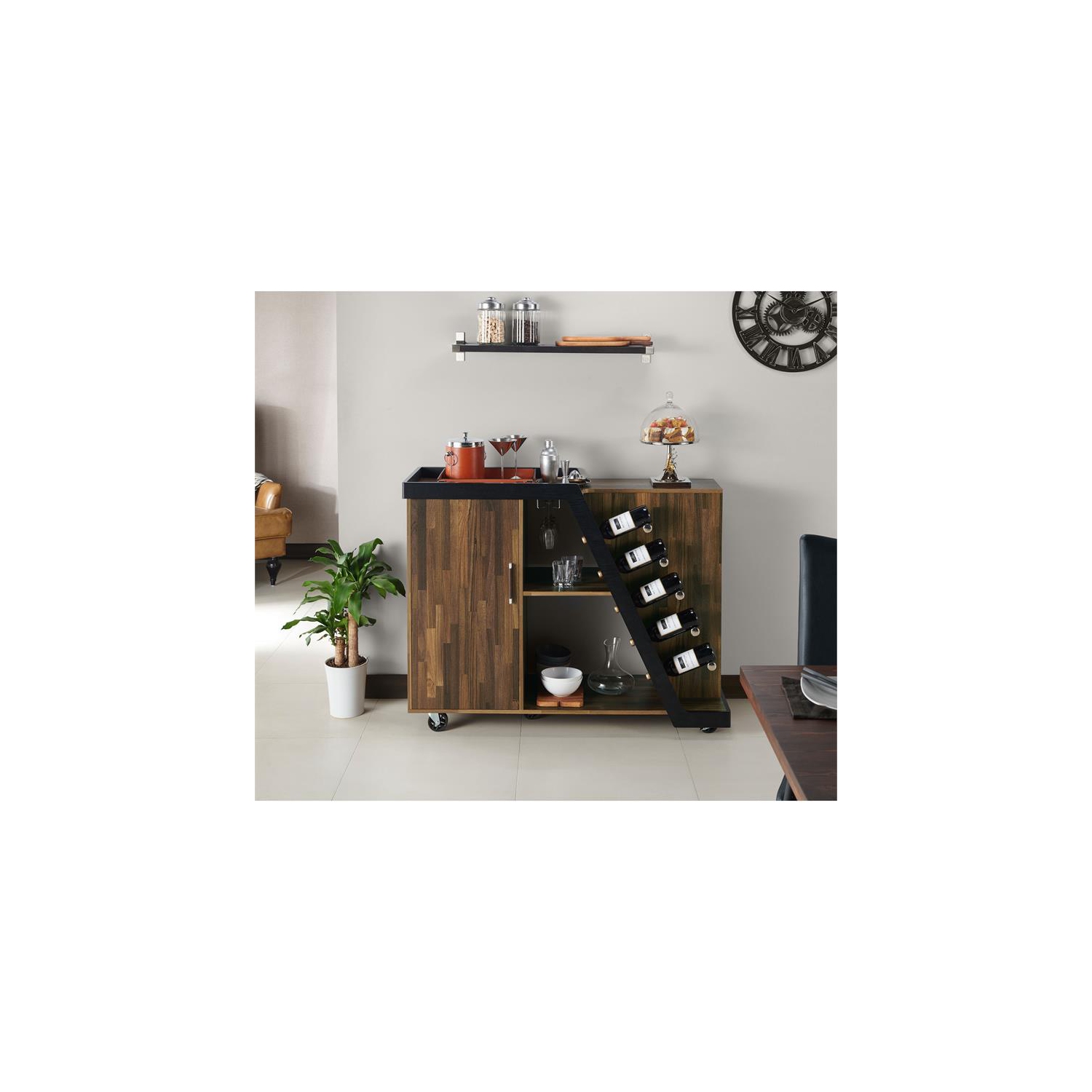 Furniture of America Ando Contemporary Wood Buffet with Casters in Light Hickory
