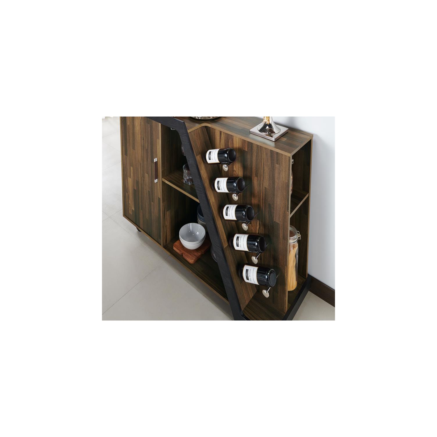 Furniture of America Ando Contemporary Wood Buffet with Casters in Light Hickory