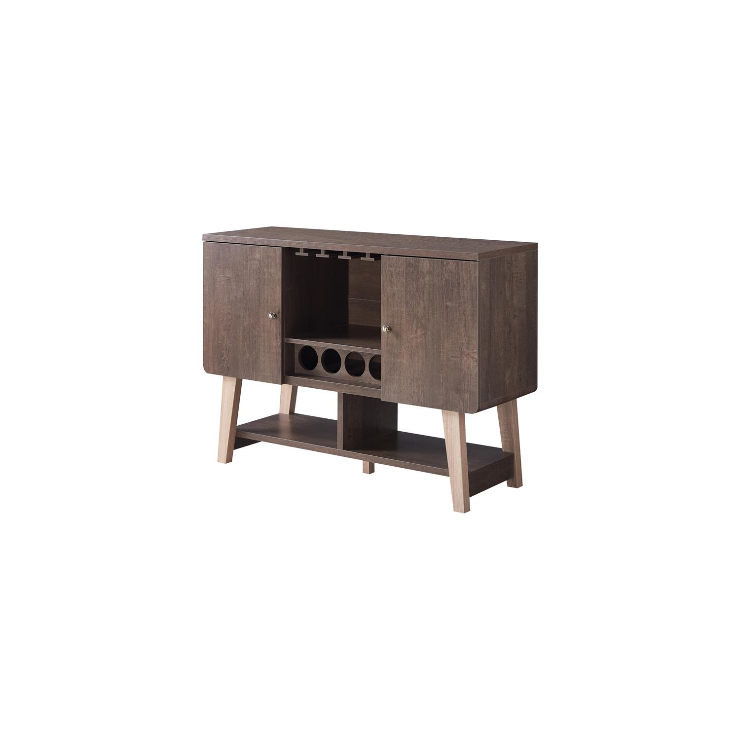 Buffet moderne en bois pour 4 bouteilles Nico de Furniture of America en chêne noyer