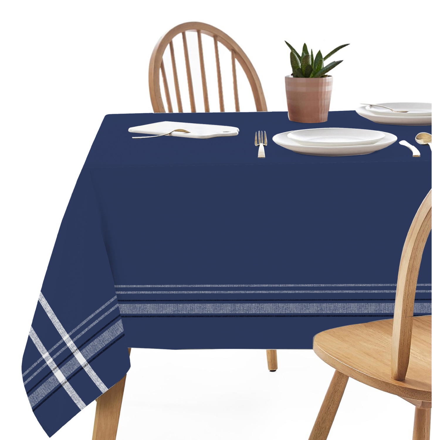 French Border Tablecloth (Navy Blue)