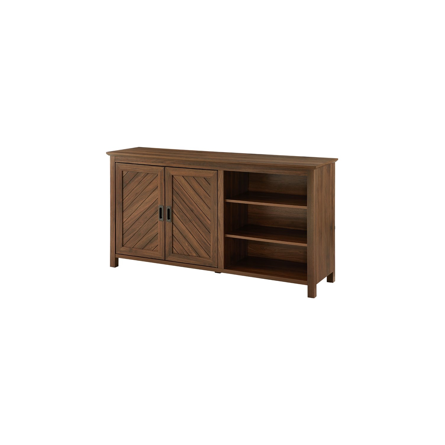 Pemberly Row 58" 2 Door Angled Groove Sideboard in Dark Walnut