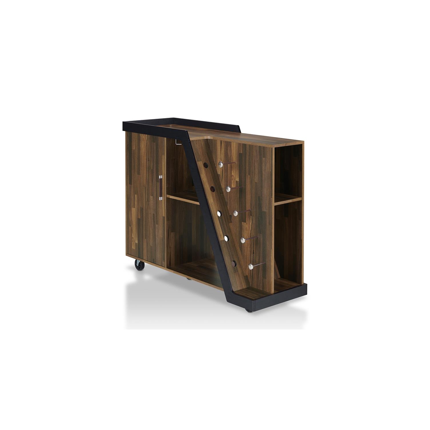 Bowery Hill Contemporary Wood 5-Bottle Buffet in Light Hickory