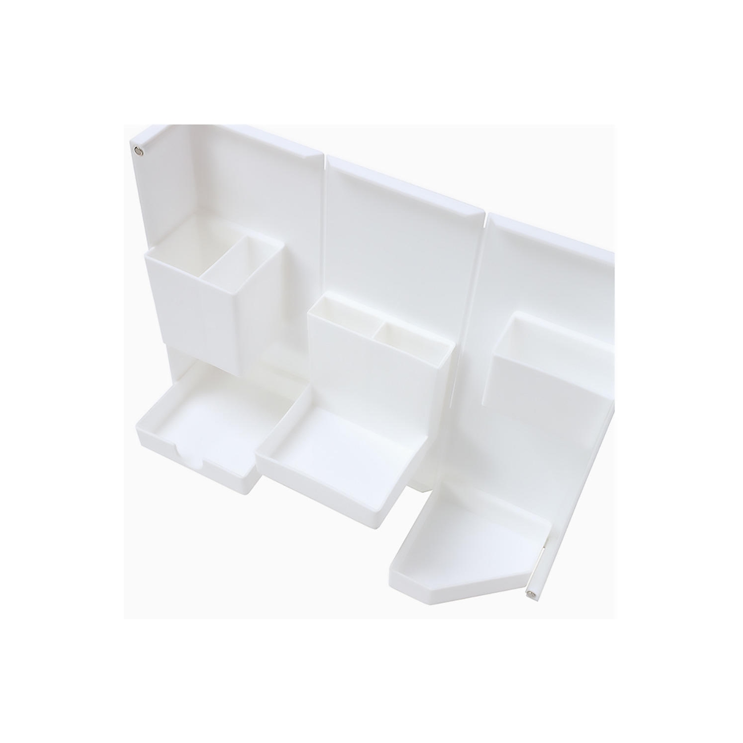 Plastic Desktop Foldable Adjustable Stationery Holder Desk Organizer Storage For Home Office School , White - Moustache®