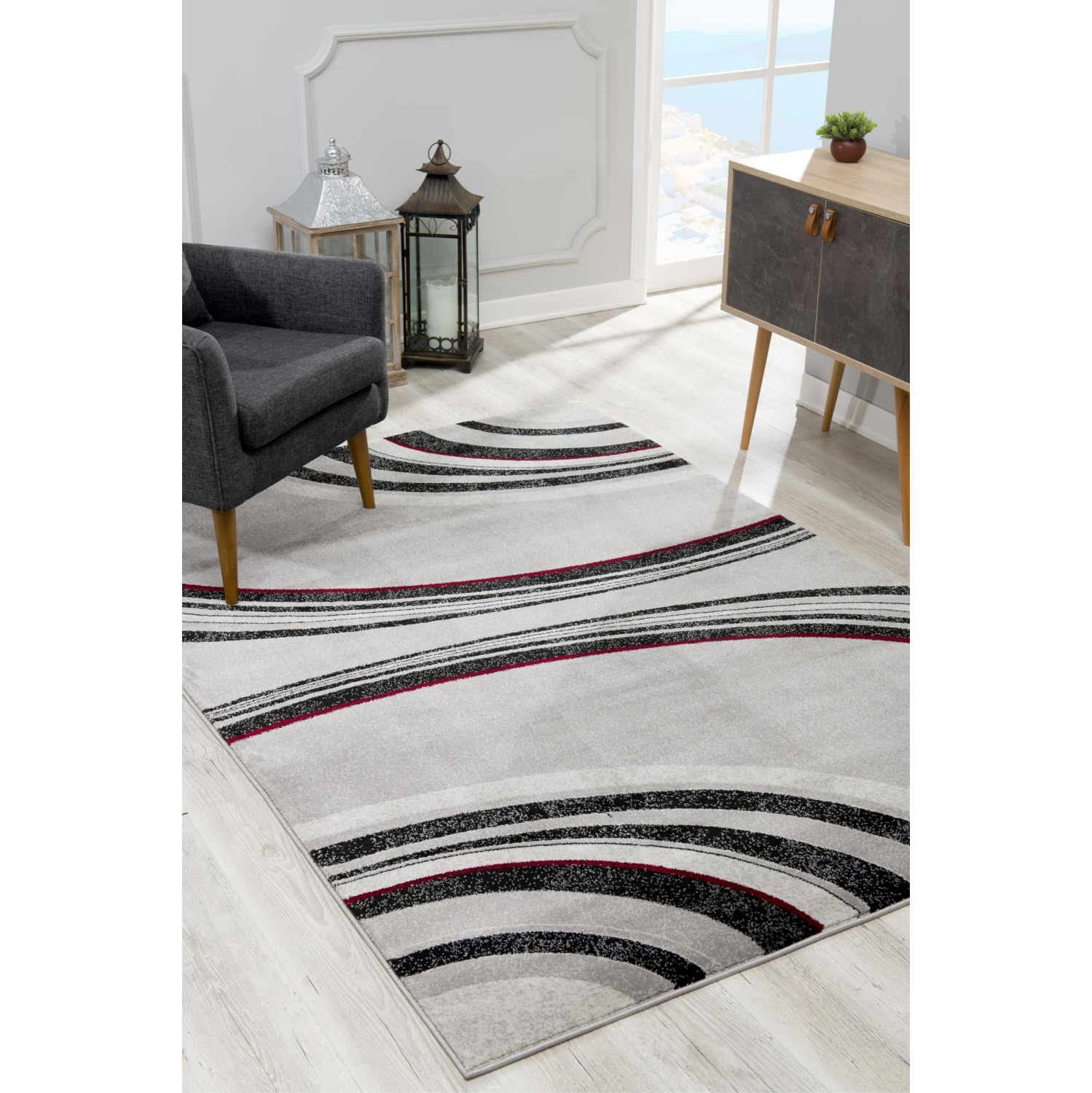 Rug Branch Neri Contemporary Abstract Grey/Black Indoor Area Rug