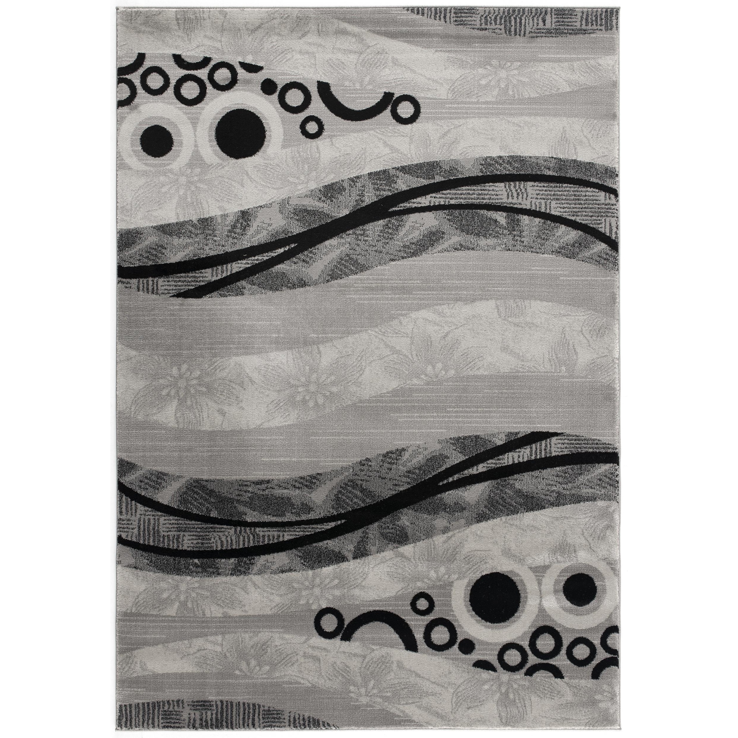 Rug Branch Eliam Contemporary Abstract Wave Grey/Black Indoor Area Rug