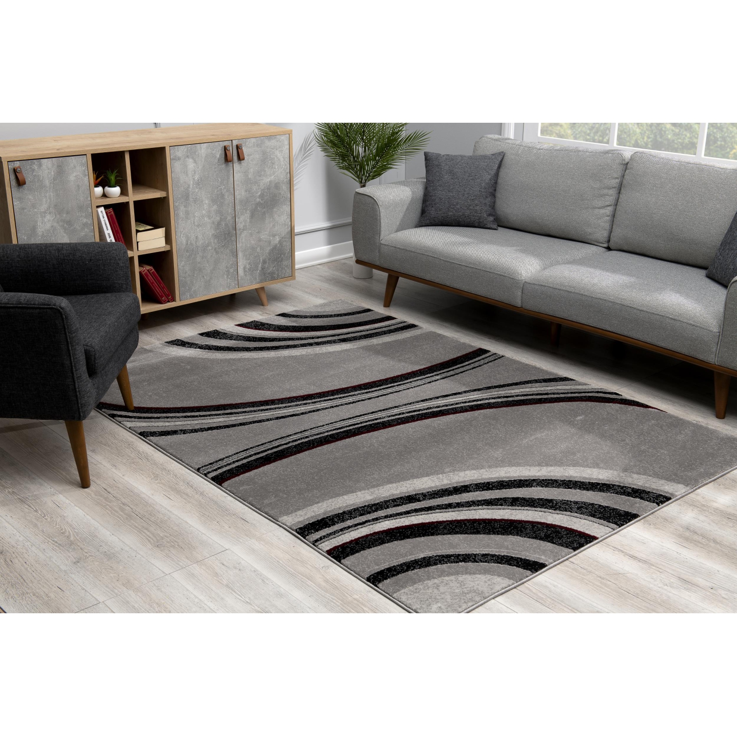 Rug Branch Neri Contemporary Abstract Grey/Black Indoor Area Rug