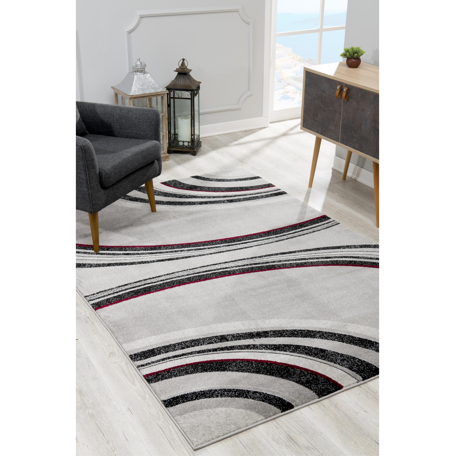 Rug Branch Neri Contemporary Abstract Grey/Black Indoor Area Rug