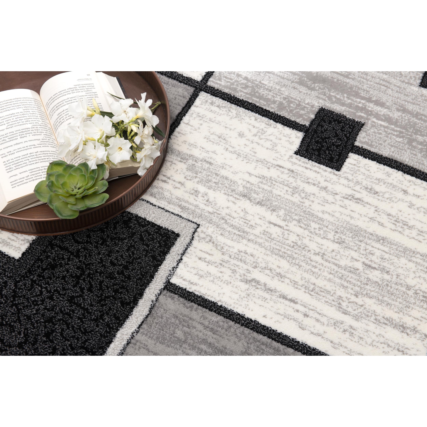Rug Branch Binaa Contemporary Geometric Grey/Black Indoor Area Rug