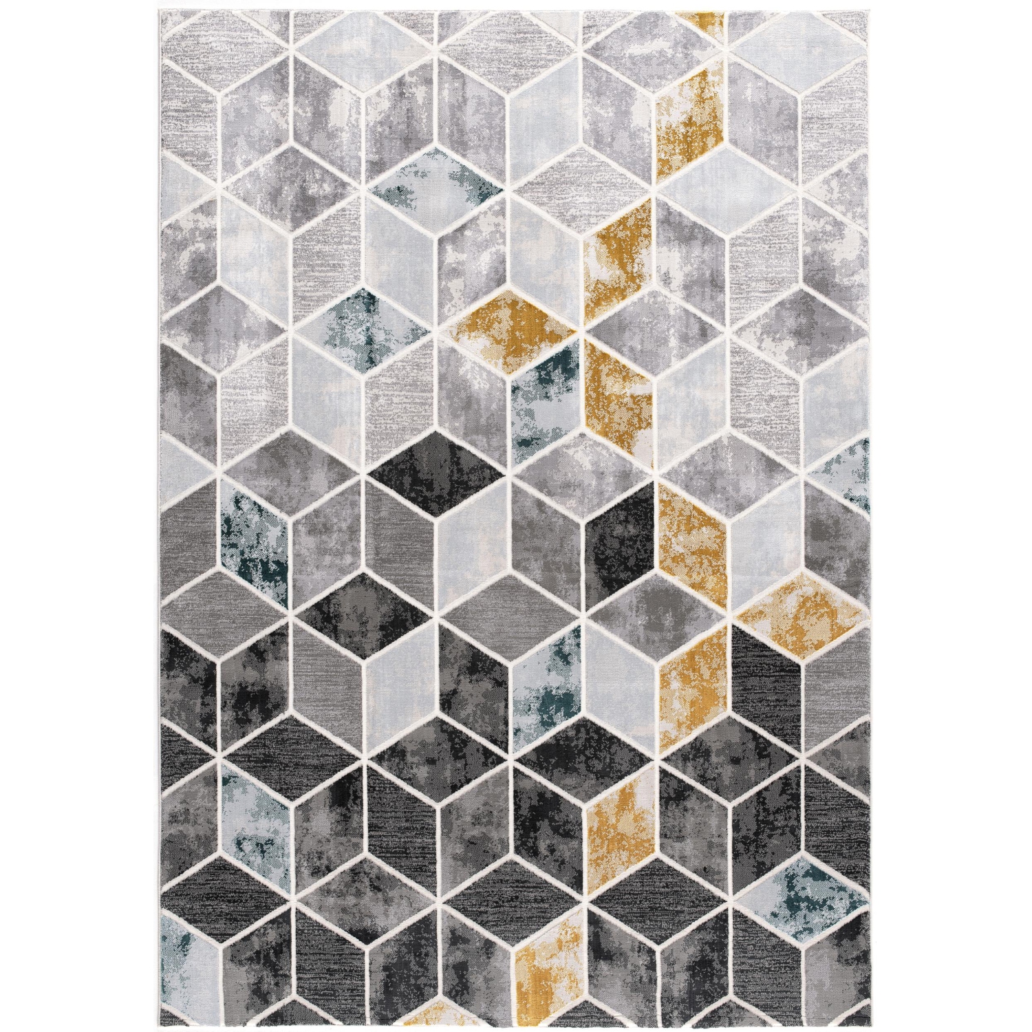 Rug Branch Kubo Contemporary Geometric Grey/Yellow Indoor Area Rug