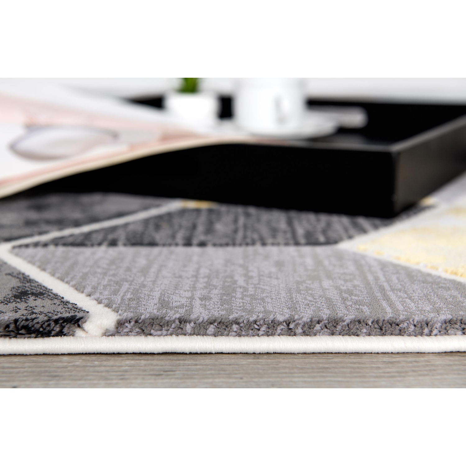 Rug Branch Kubo Contemporary Geometric Grey/Yellow Indoor Area Rug