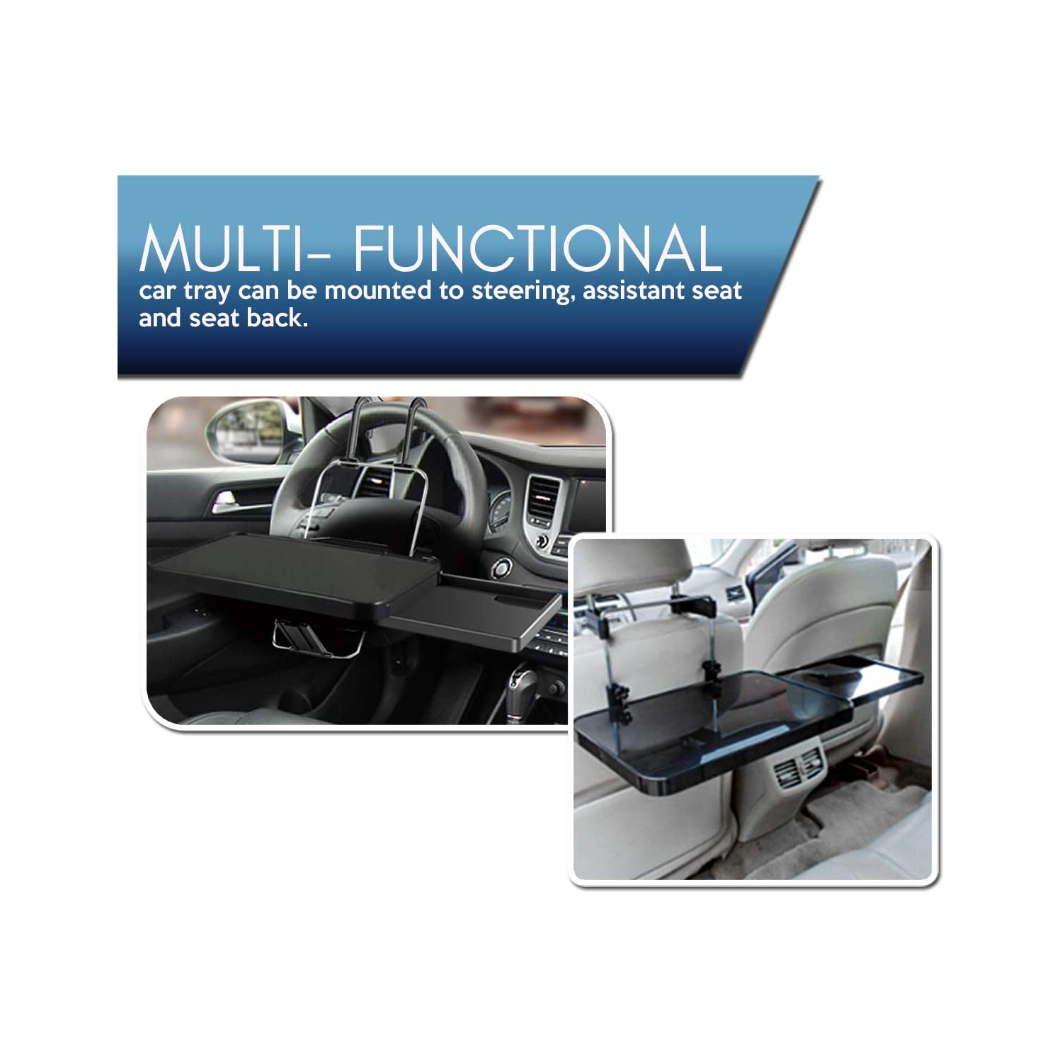 Multi-Functional Portable Foldable Car Seat Tray - Black Table/Car Vehicle Seat Portable Mount Tray Laptop Notebook Table Eating Desk Auto Food Drink