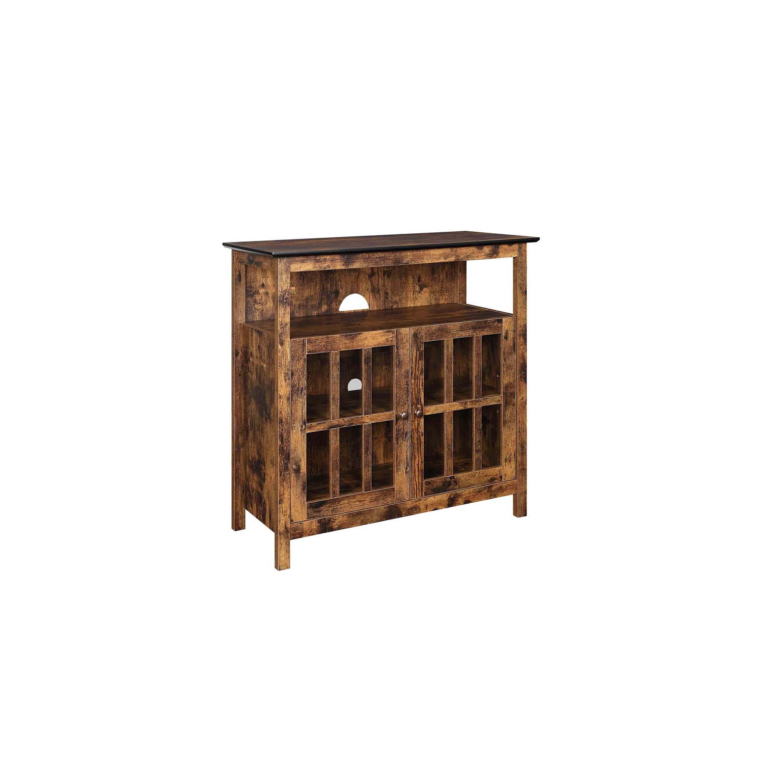Big Sur Highboy TV Stand with Storage Cabinets in Brown Wood Finish