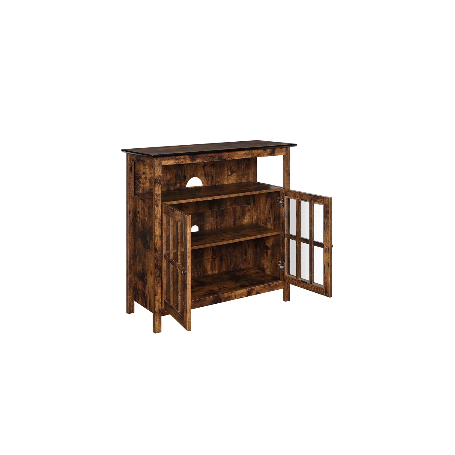 Big Sur Highboy TV Stand with Storage Cabinets in Brown Wood Finish