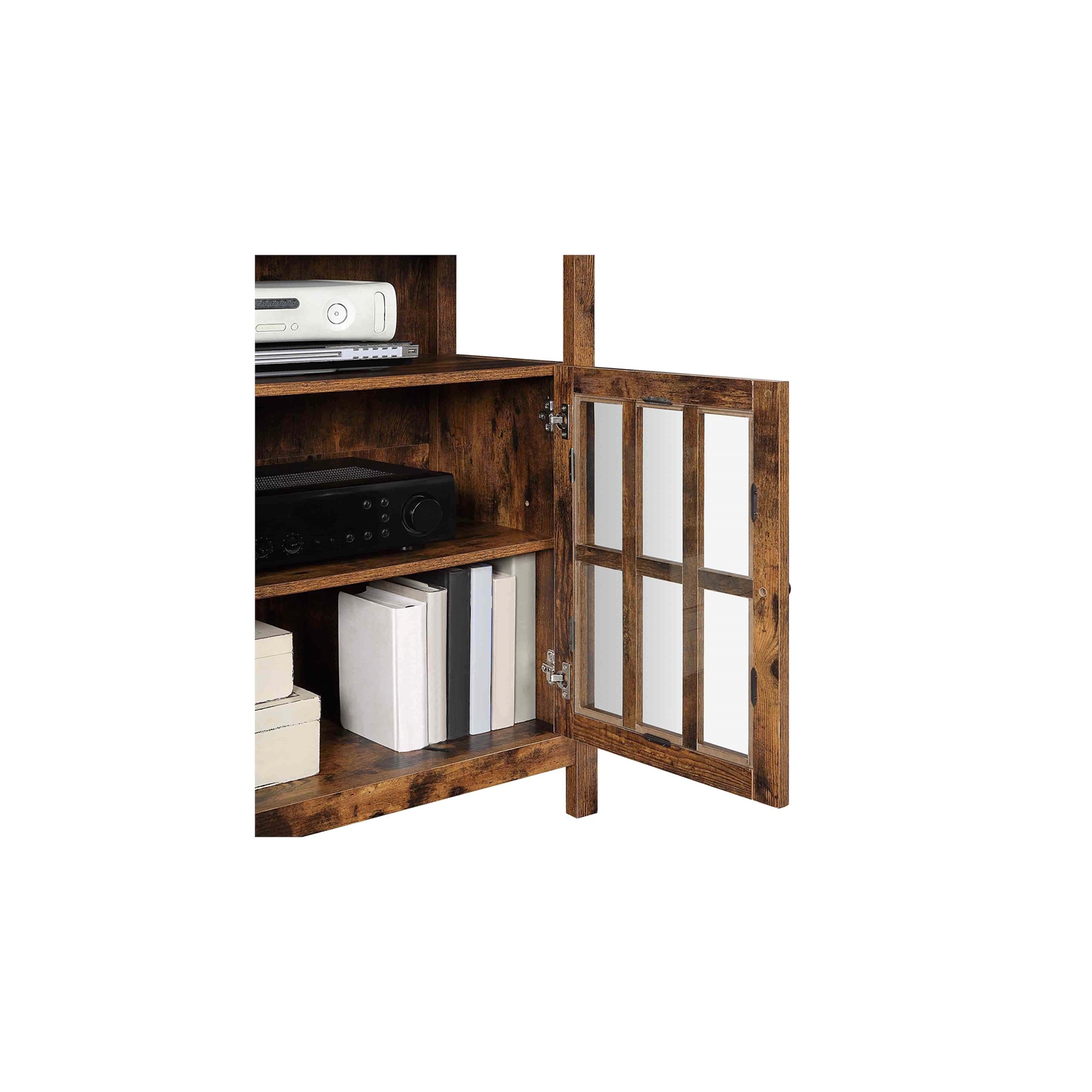 Big Sur Highboy TV Stand with Storage Cabinets in Brown Wood Finish
