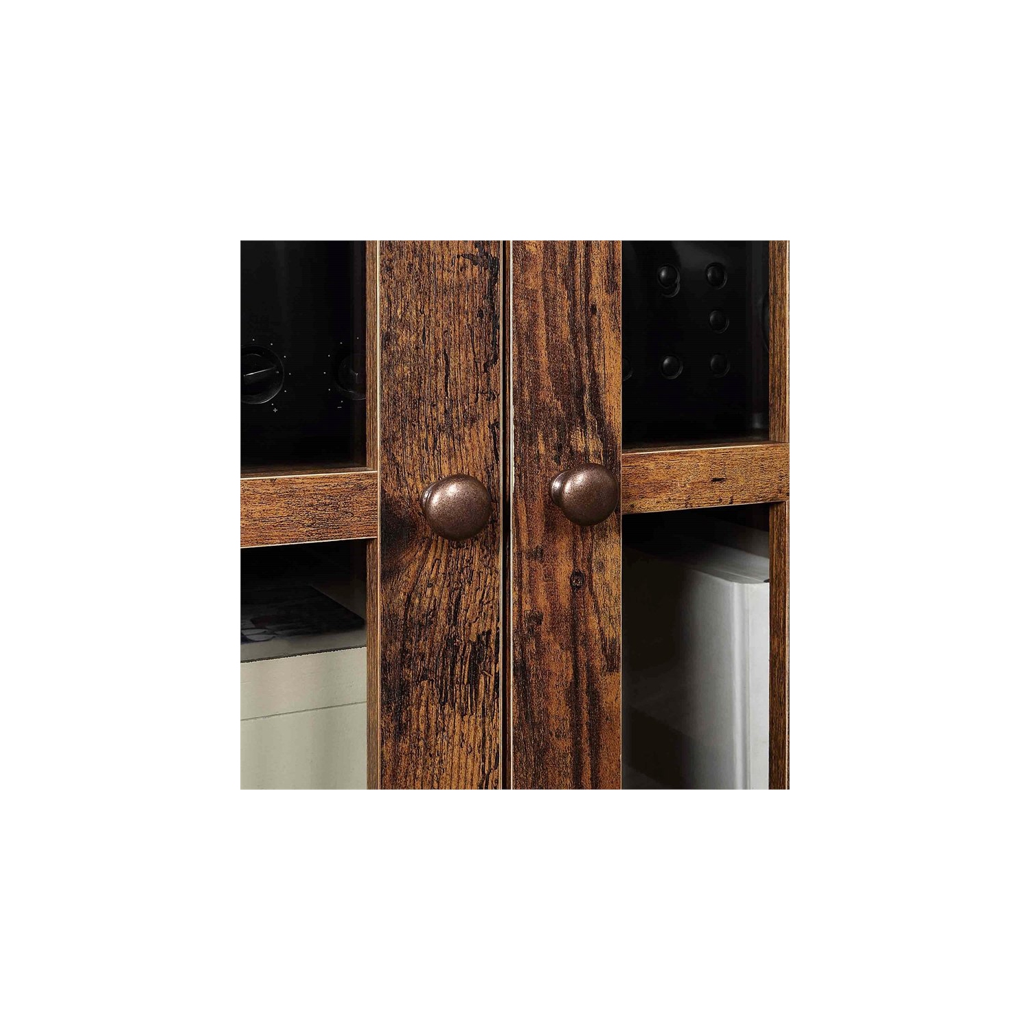 Big Sur Highboy TV Stand with Storage Cabinets in Brown Wood Finish