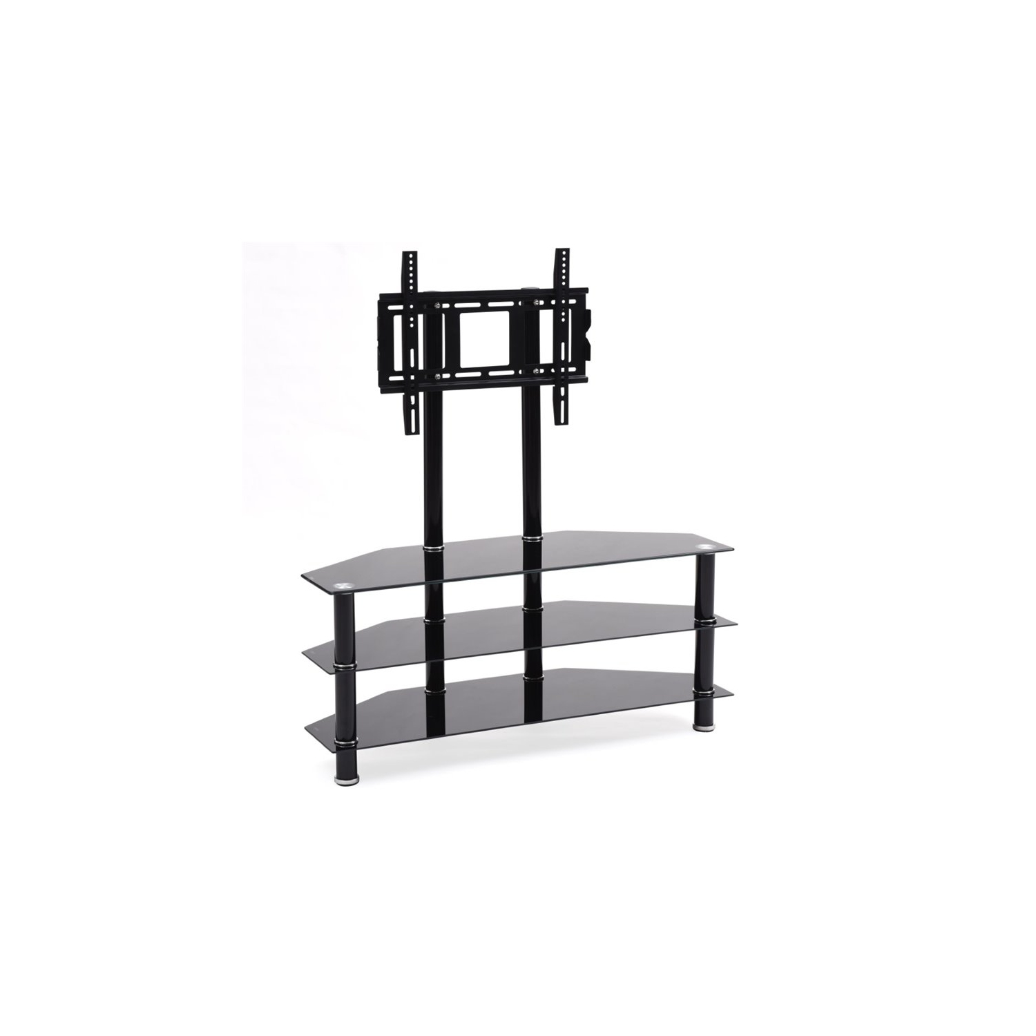 Pemberly Row 49" Wide Glass TV Stand in Black