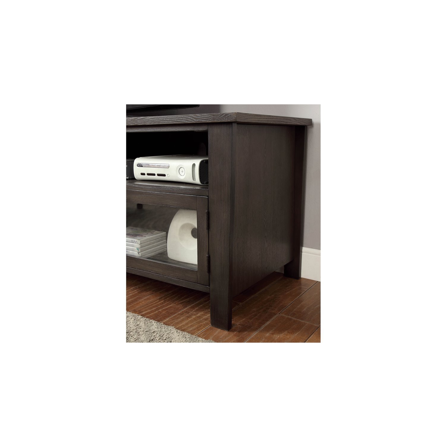 Bowery Hill Transitional Solid Wood 72-Inch TV Stand in Gray