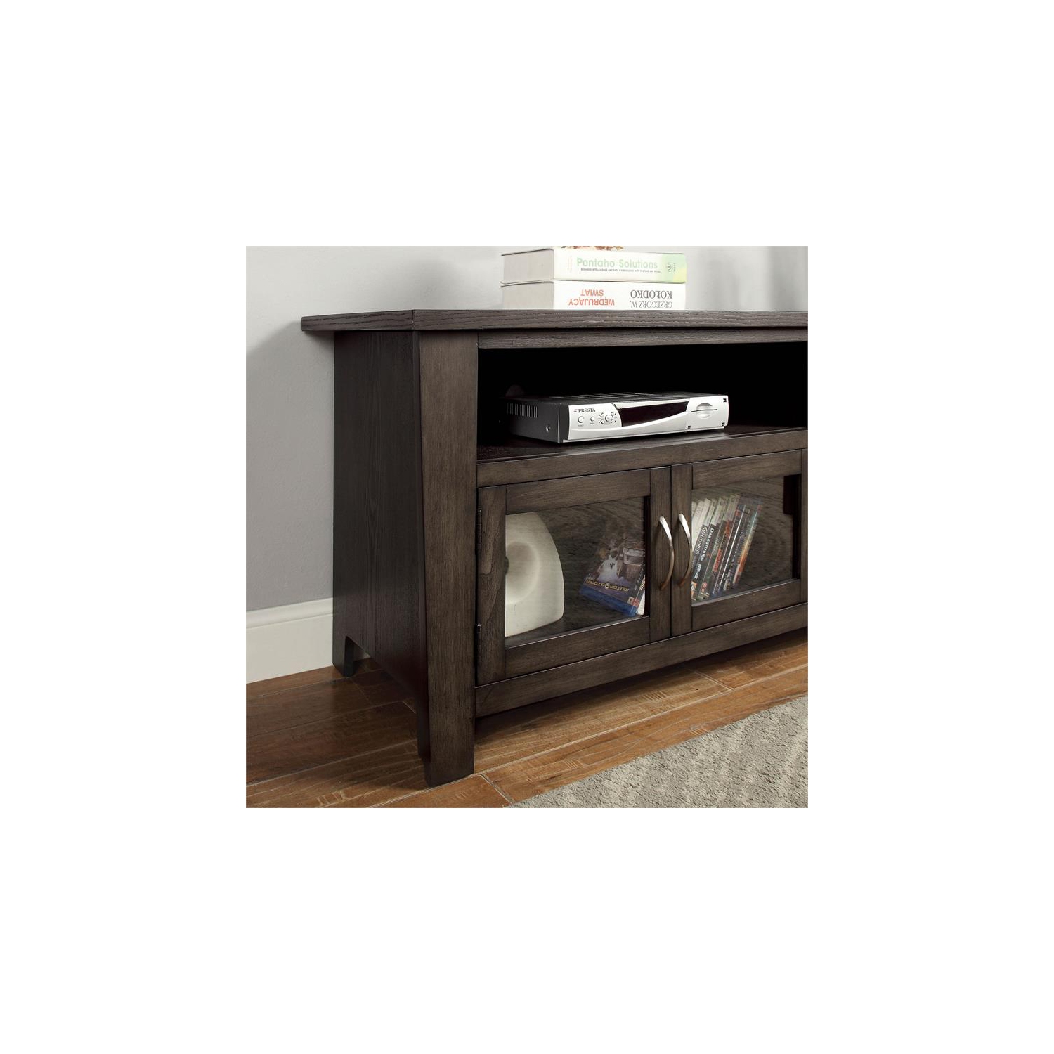 Bowery Hill Transitional Solid Wood 72-Inch TV Stand in Gray
