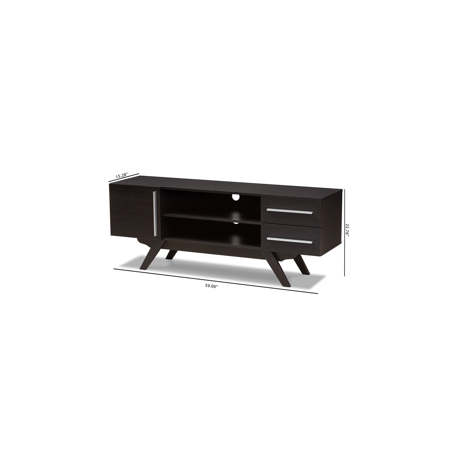 Baxton Studio Ashfield 60" TV Stand in Dark Brown