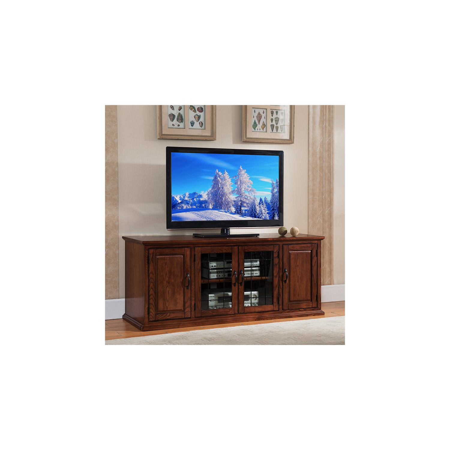 Bowery Hill 60" TV Stand in Burnished Oak