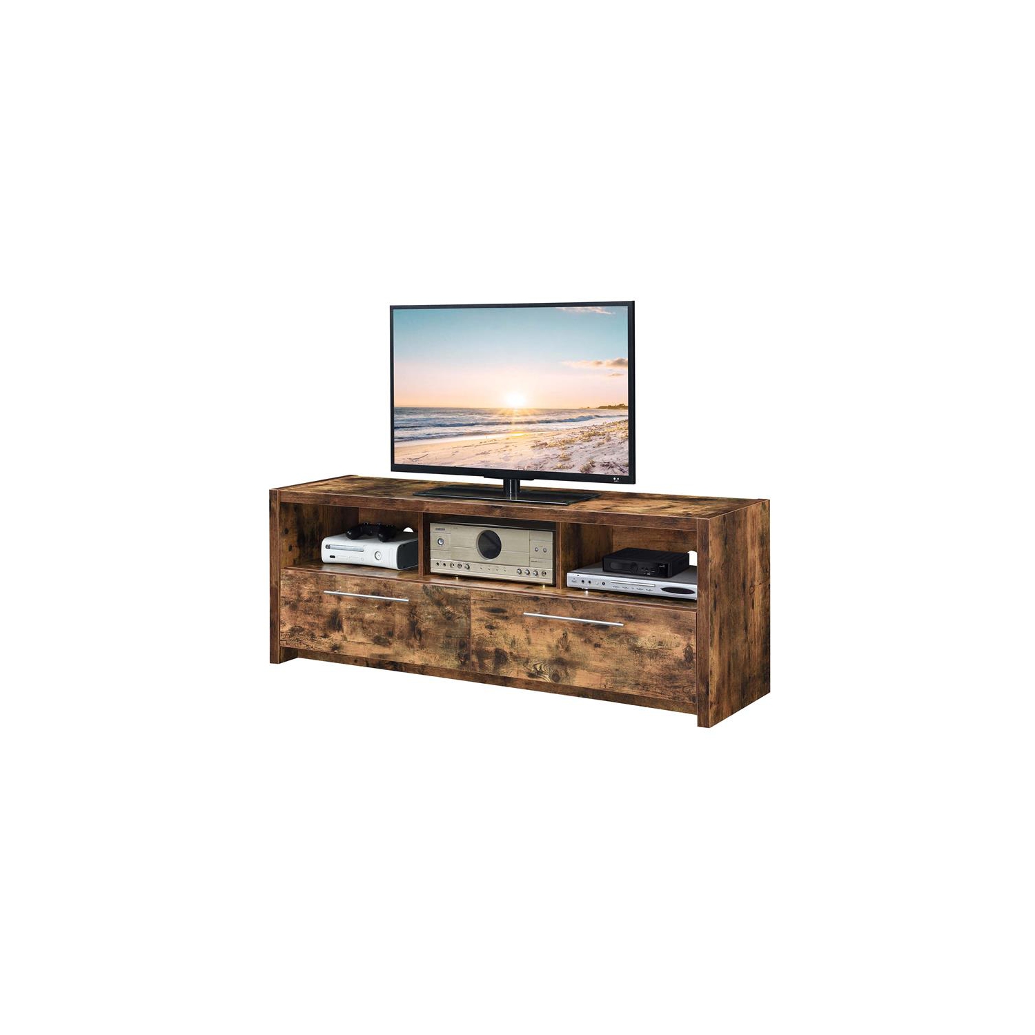 Meuble pour téléviseur de 60 po Newport Marbella avec armoires et tablettes, bois muscade