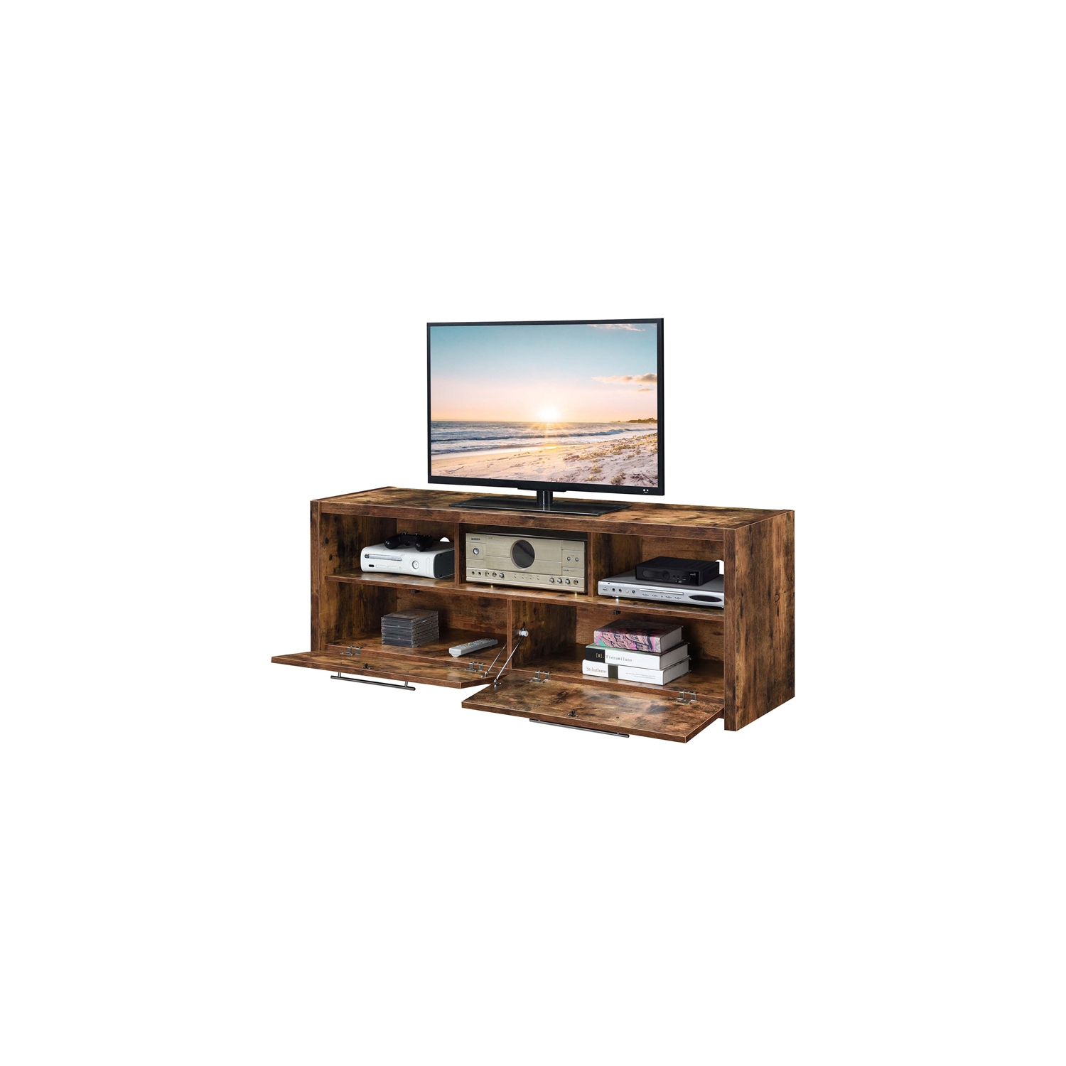 Meuble pour téléviseur de 60 po Newport Marbella avec armoires et tablettes, bois muscade