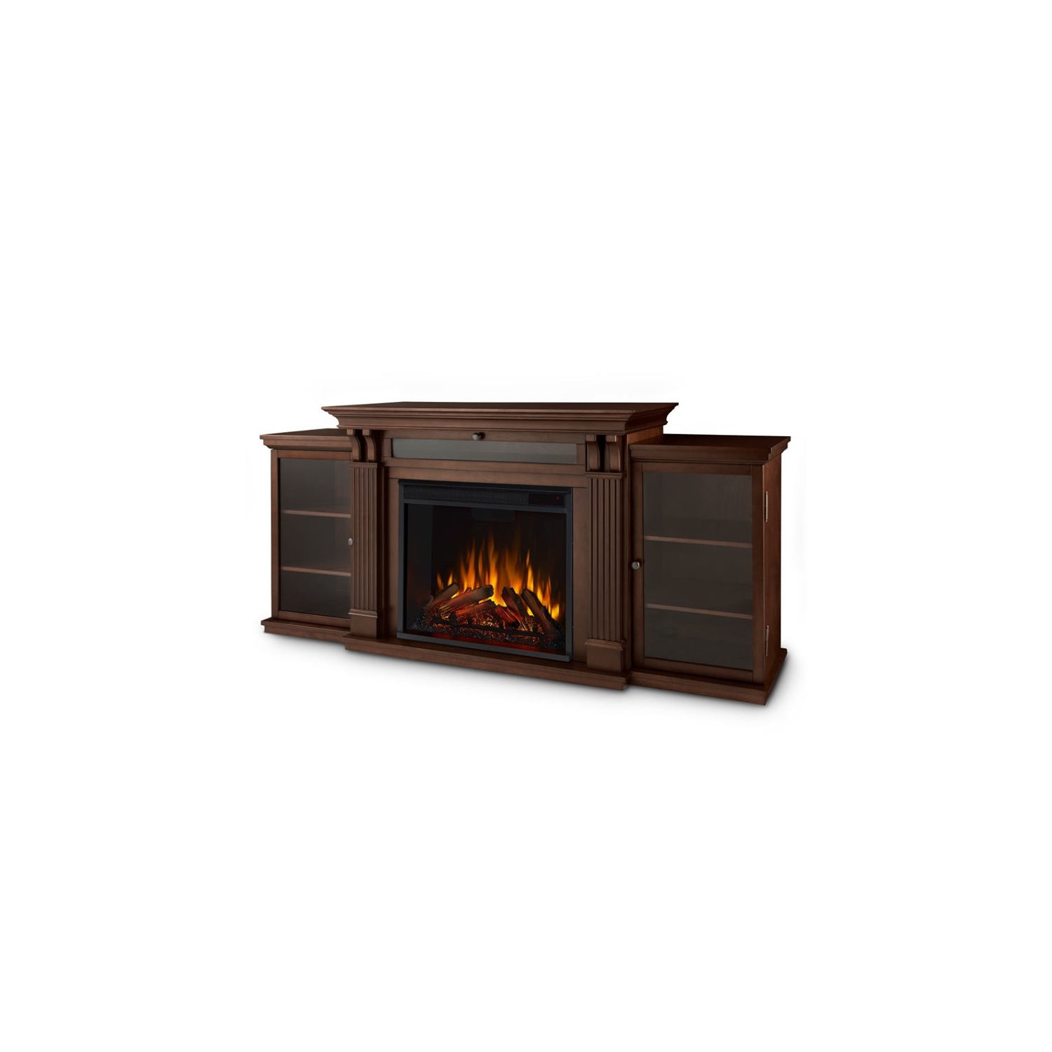 Bowery Hill Wood Chocolate Contemporary TV Stand with Electric Fireplace
