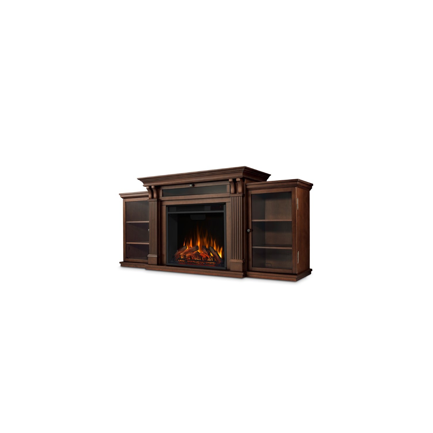 Bowery Hill Wood Chocolate Contemporary TV Stand with Electric Fireplace