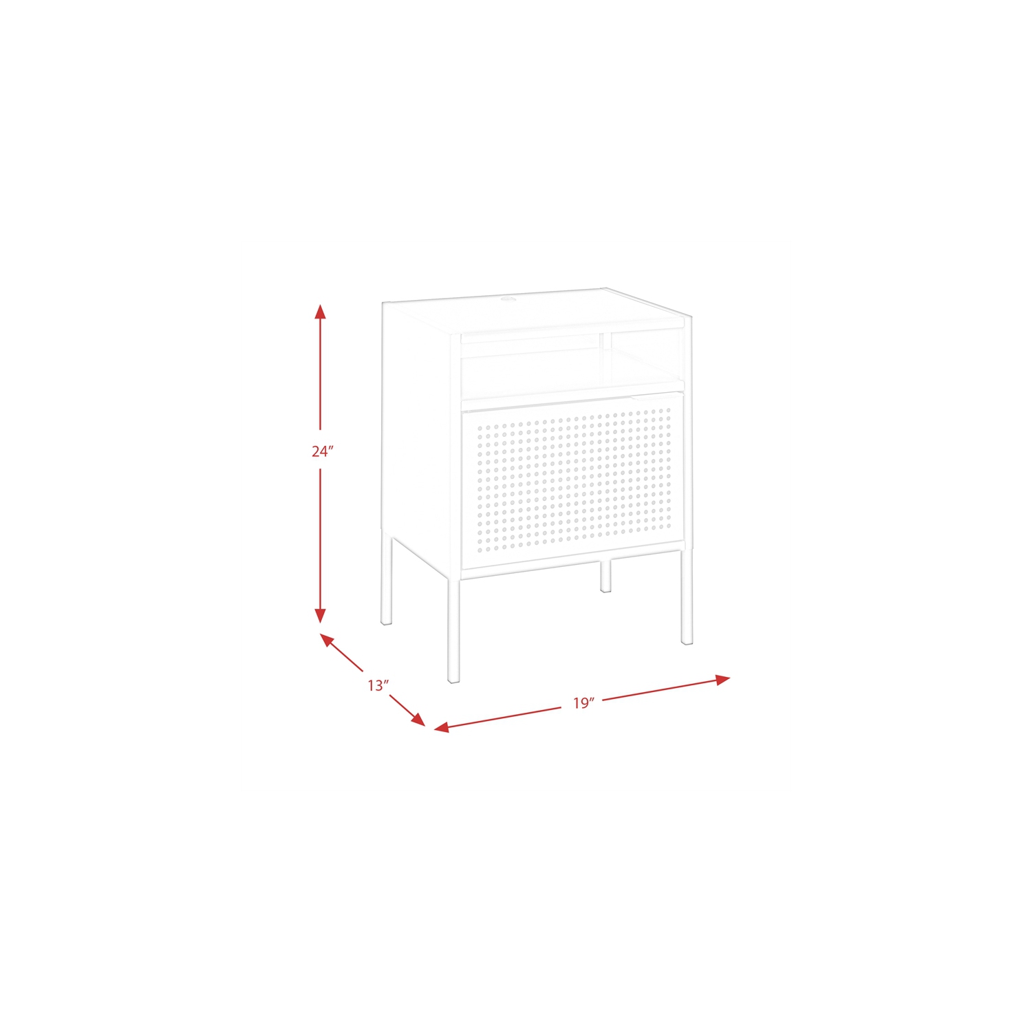 Bowery Hill Open Metal Shelf Nightstand with USB Port in Gray