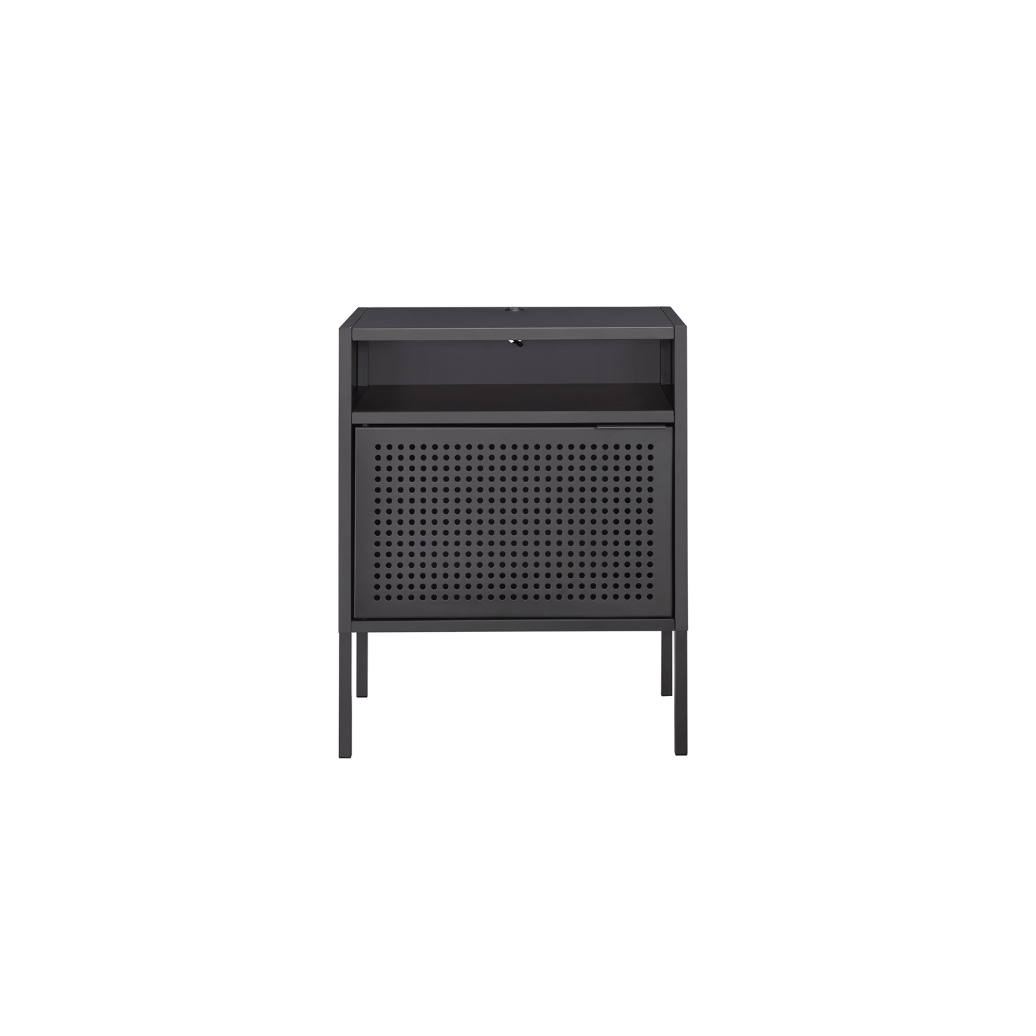 Table de chevet en métal Gemma de Picket House Furnishings avec port USB - Gris